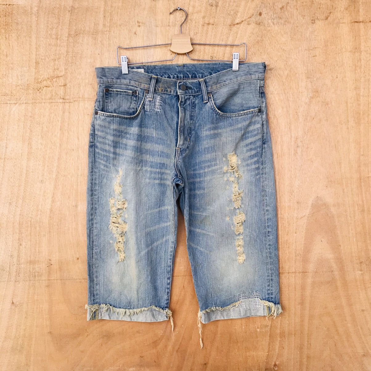 Edwin Edwin distressed ripped denim japan shortpant waist 34-35 Size US 34 / EU 50 - 1 Thumbnail