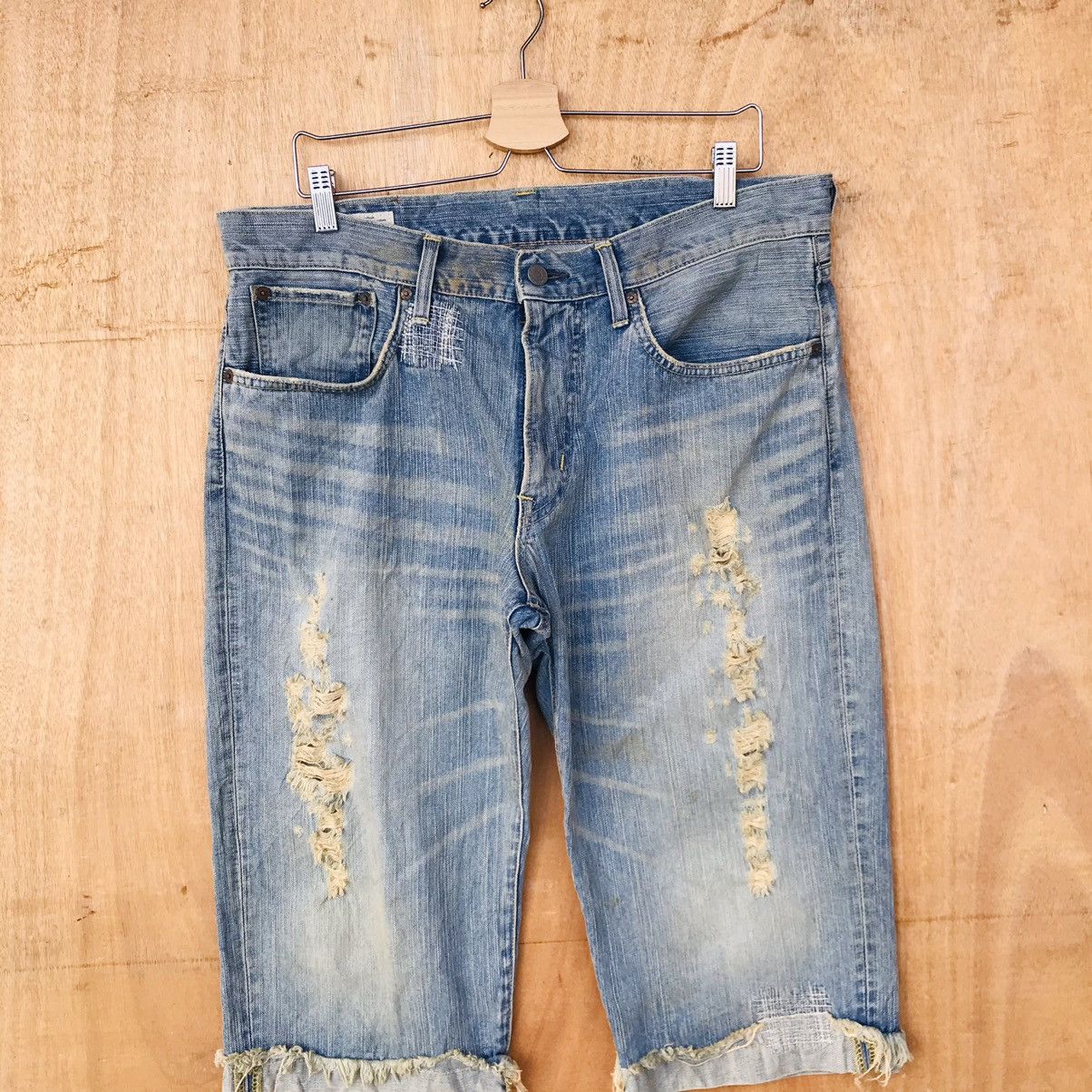 Edwin Edwin distressed ripped denim japan shortpant waist 34-35 Size US 34 / EU 50 - 3 Thumbnail