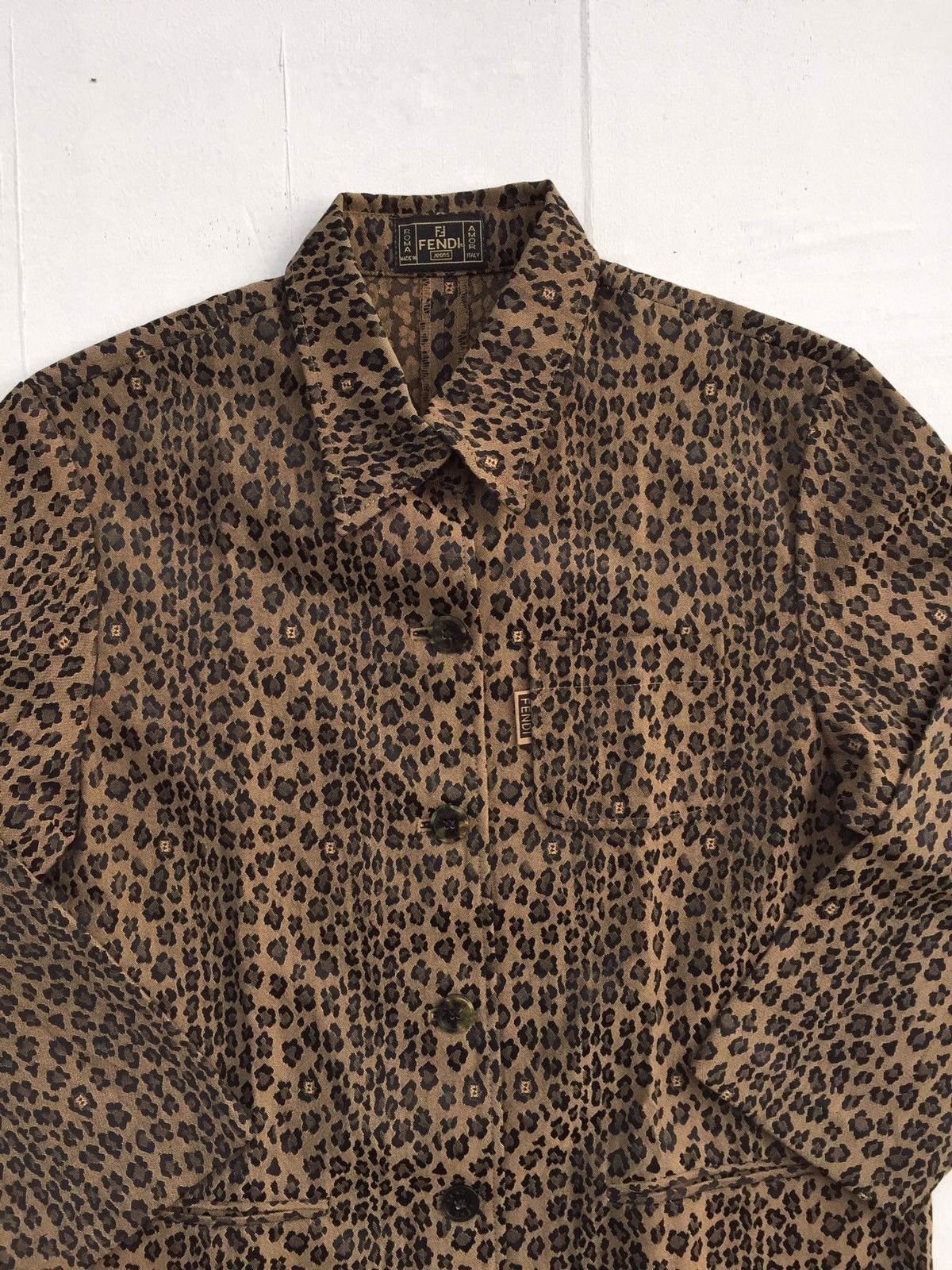 Fendi Vintage FENDI LEOPARD Print Straight Jacket Size XL / US 12-14 / IT 48-50 - 2 Thumbnail