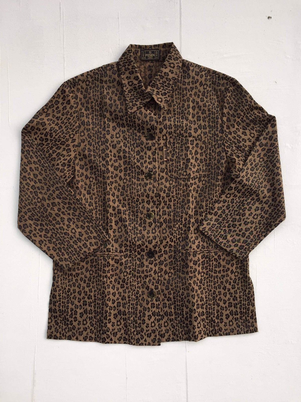 Fendi Vintage FENDI LEOPARD Print Straight Jacket Size XL / US 12-14 / IT 48-50 - 1 Thumbnail