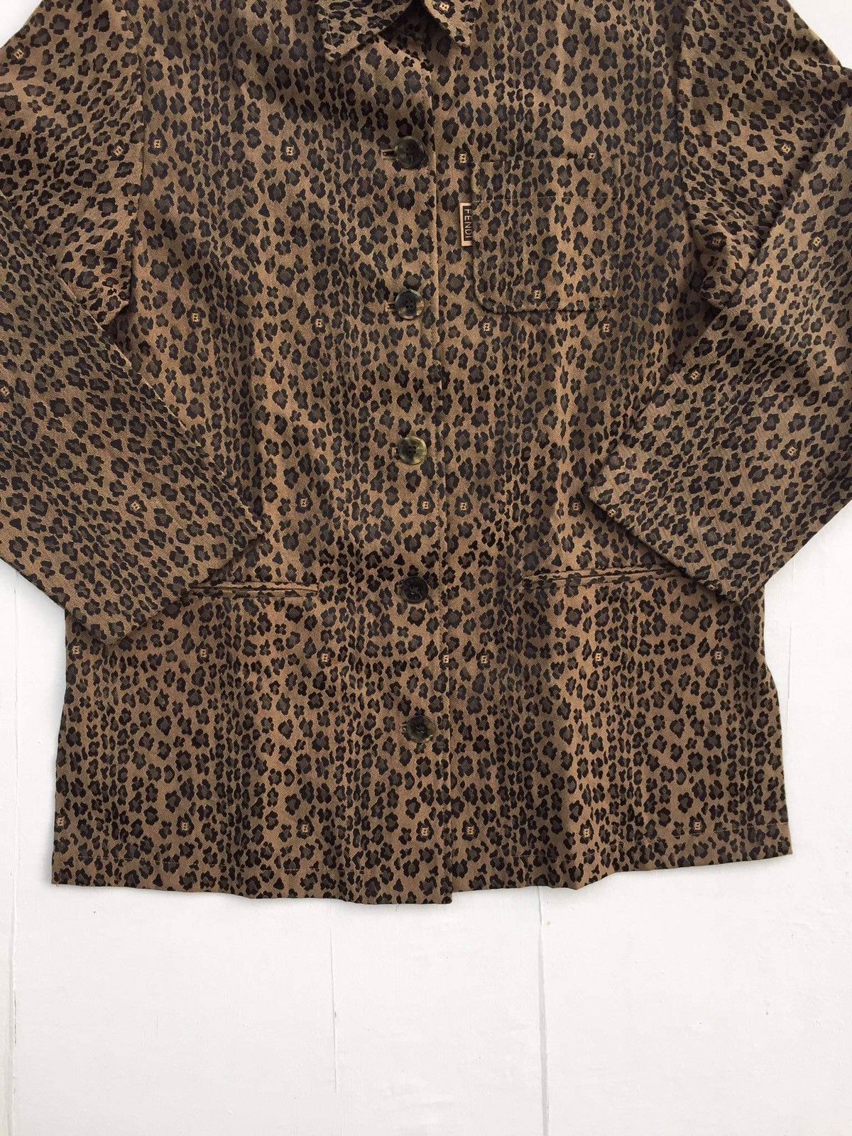 Fendi Vintage FENDI LEOPARD Print Straight Jacket Size XL / US 12-14 / IT 48-50 - 3 Thumbnail