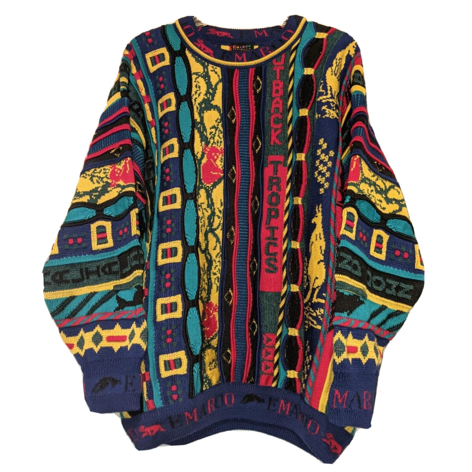 Vintage 90s Emaroo Australia Coogi Style Knit deals Sweater