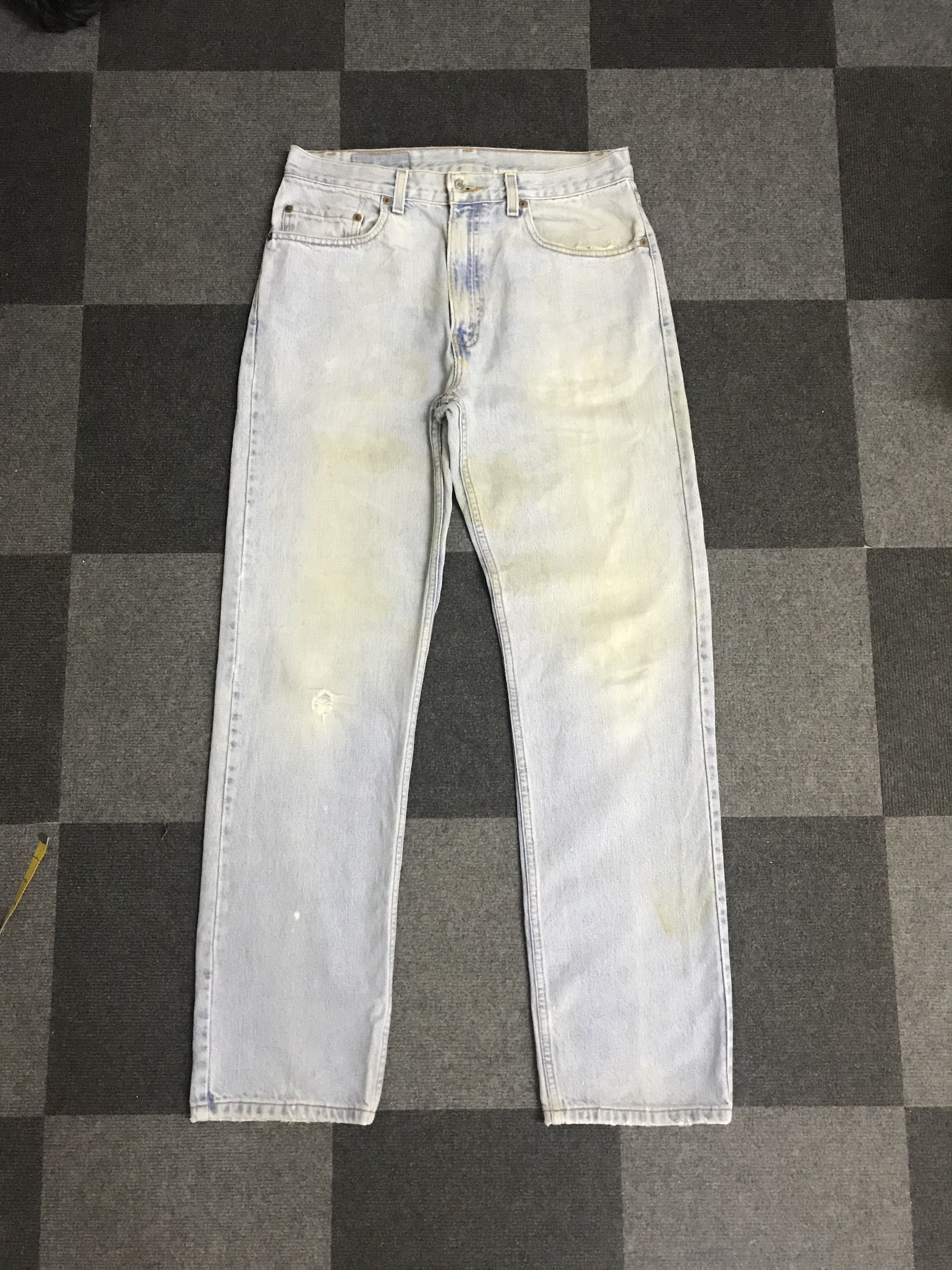 image of Vl155 Vintage Levis 505 Dirty Distressed Light Wash Jeans, Men's (Size 31)