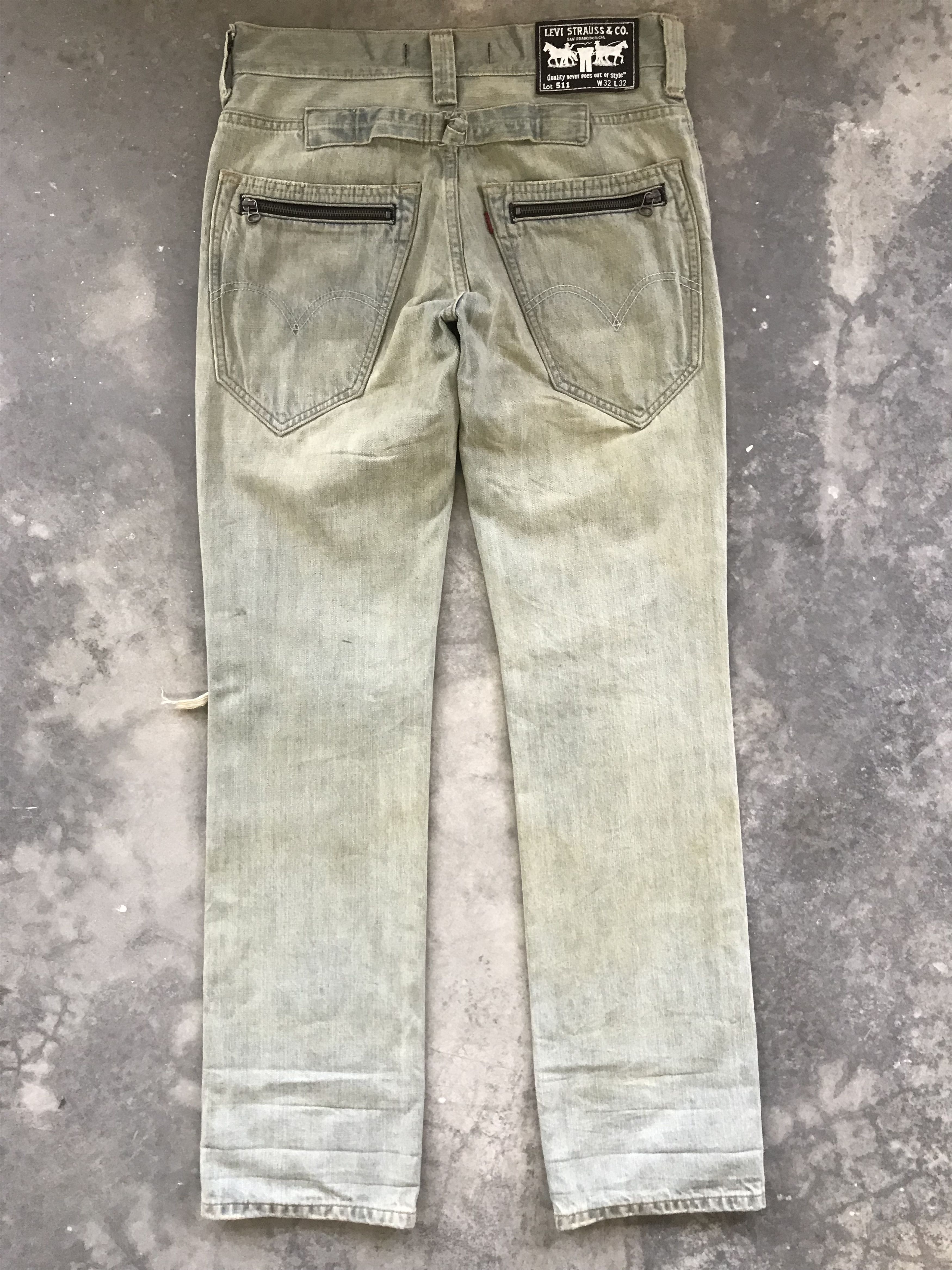 Levi's VLEV1 - Levis 511 Skinny Fit Heavy Distressed Denim Size US 32 / EU 48 - 7 Thumbnail