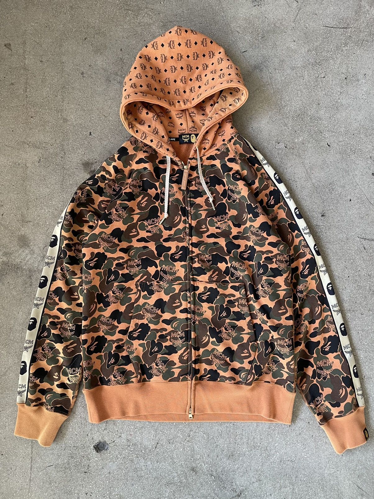 Bape MCM Bape x MCM CAMO zip hoodie 2019 Grailed