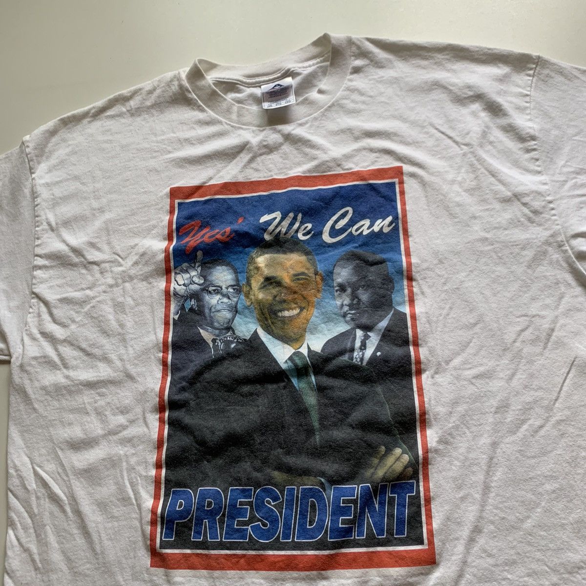 Vintage Vintage Y2K President Obama graphic t shirt white Size US XXL / EU 58 / 5 - 2 Thumbnail