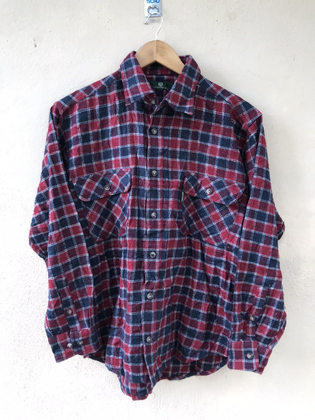 image of Japanesebrand Ivy Brothers Flannel Button Up Shirt in Red, Men's (Size Medium)