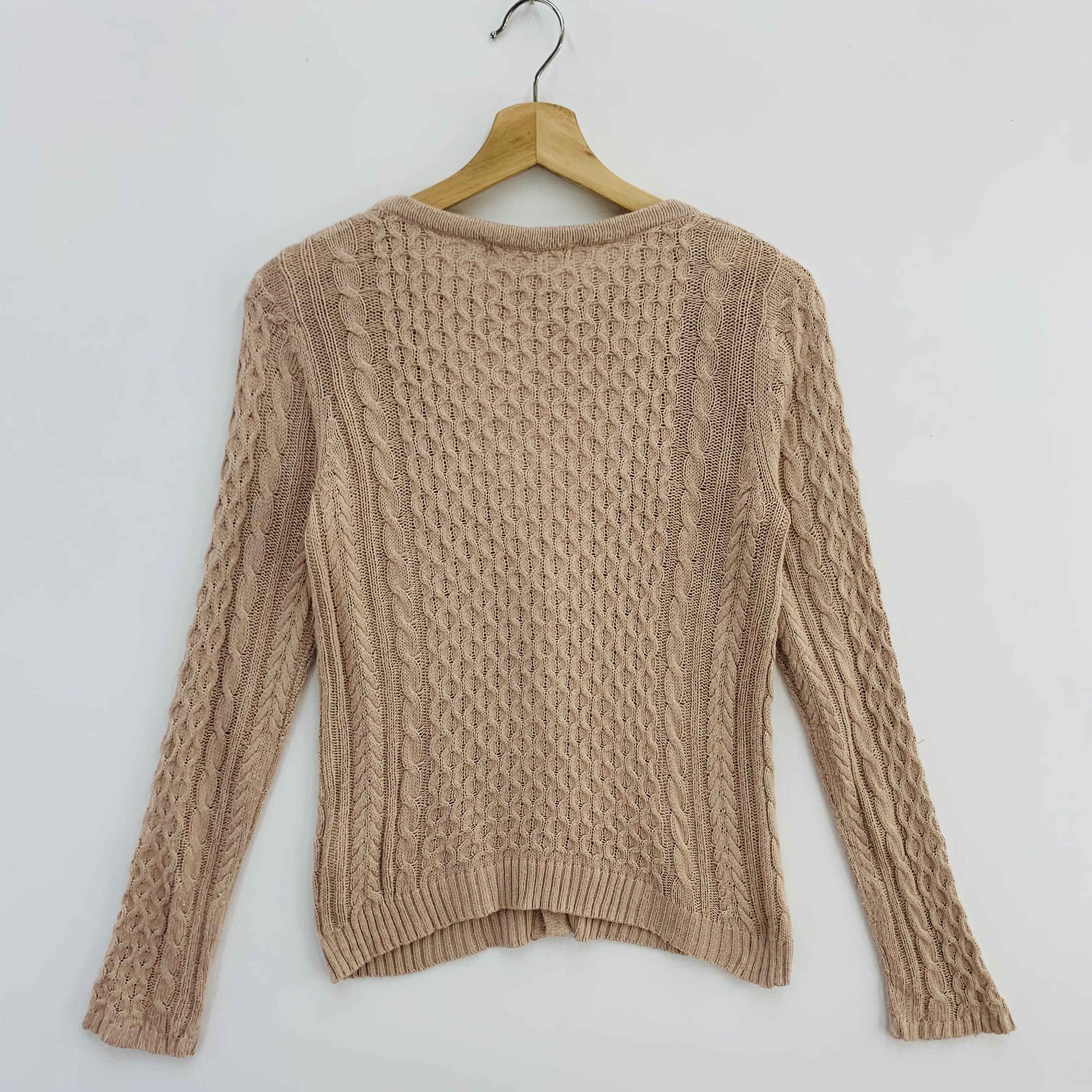 Japanese Brand Rope Picnic Wool Blend Cable Knit Cardigan Sweater Size ONE SIZE - 3 Thumbnail