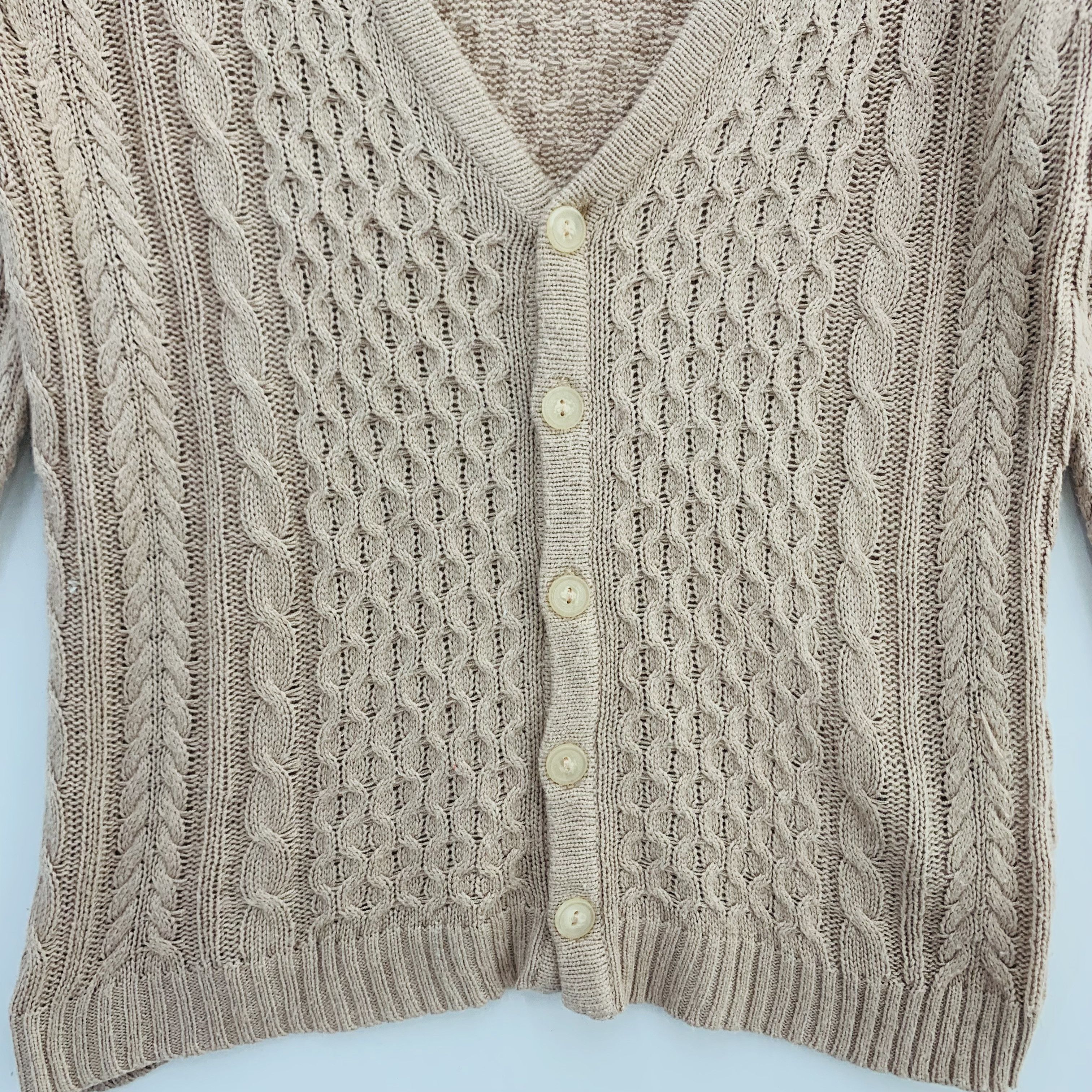 Japanese Brand Rope Picnic Wool Blend Cable Knit Cardigan Sweater Size ONE SIZE - 4 Thumbnail