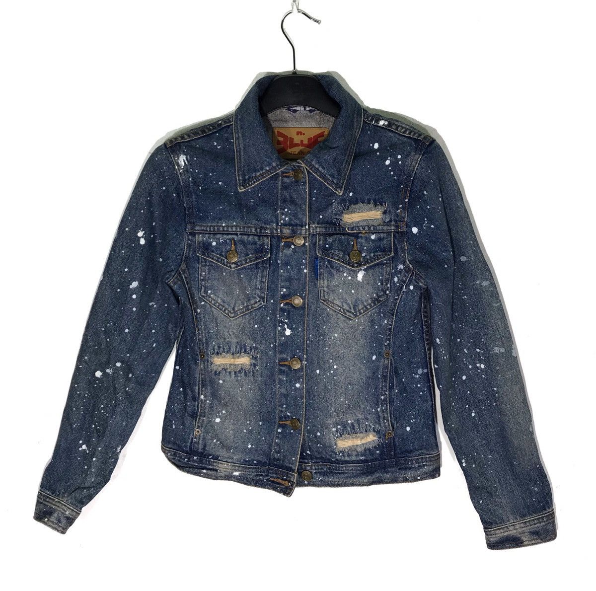 Japan Blue BIT BLUE Distressed Paint Ziq Zag Denim Jackets