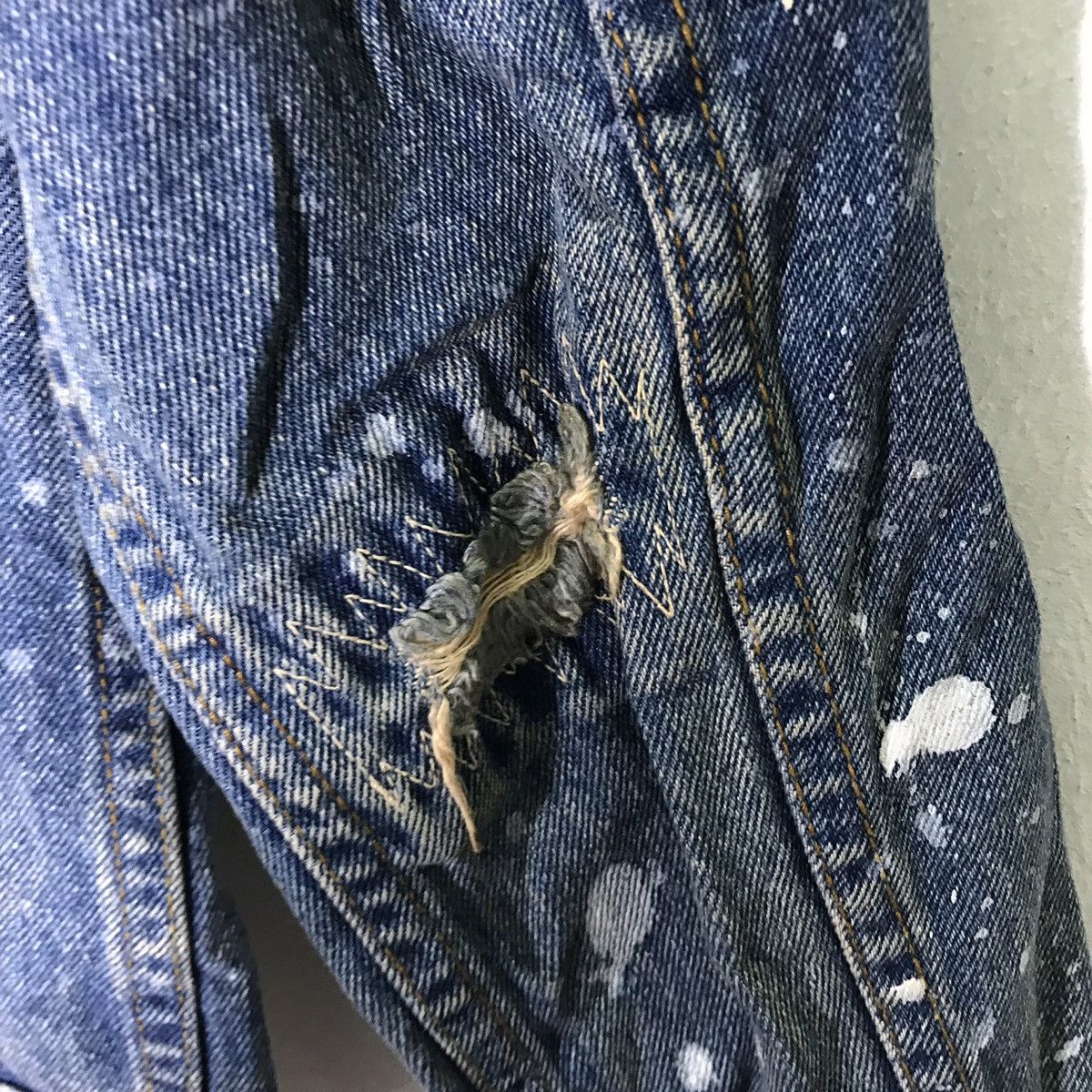 Japan Blue × Japanese Brand Japan Blue BIT BLUE Distressed Paint Ziq Zag Denim Jackets Size US XXS / EU 40 - 3 Thumbnail