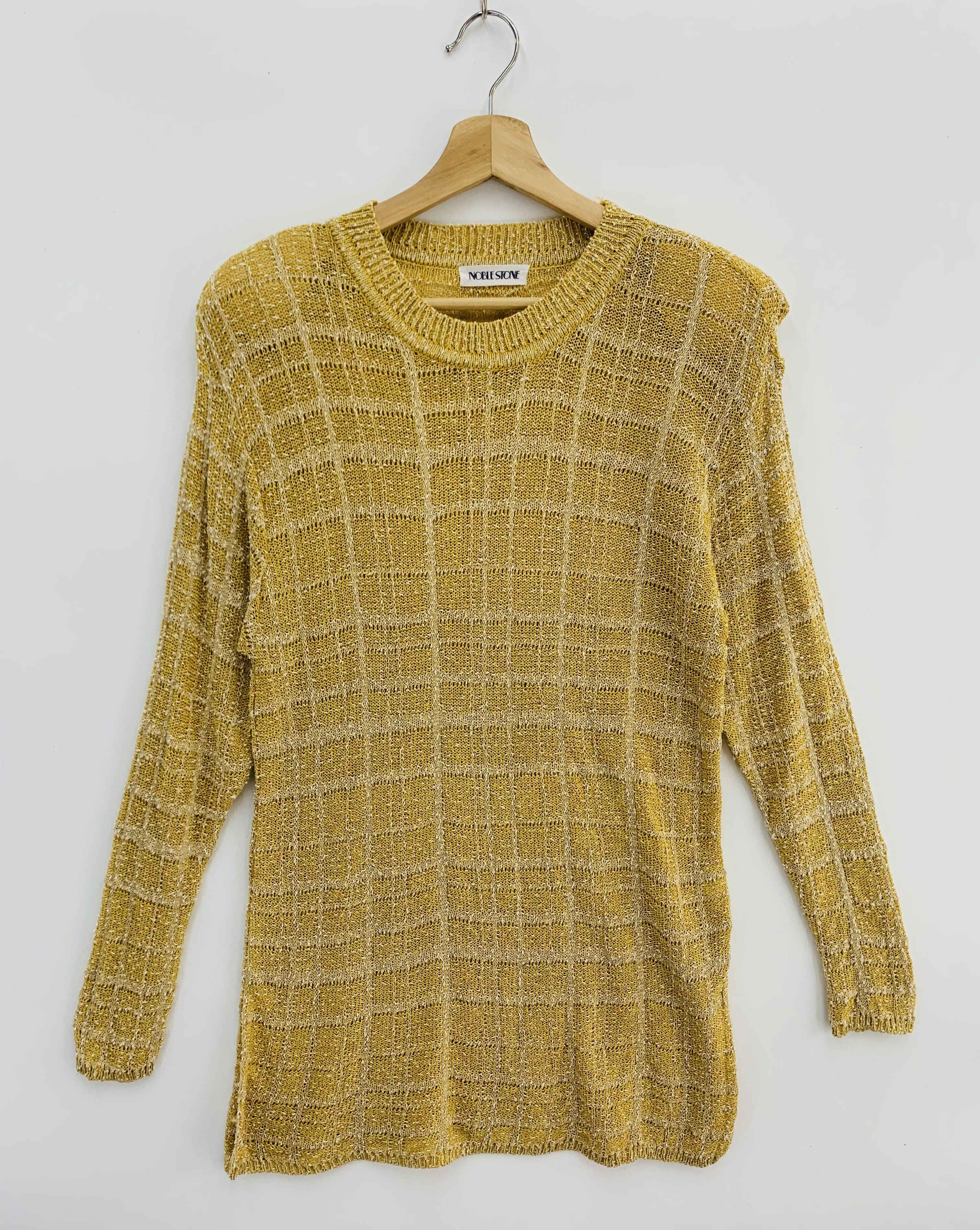 image of Vintage Noble Stone Wool Blend Knit Sweater in Yellow, Women's (Size Medium)