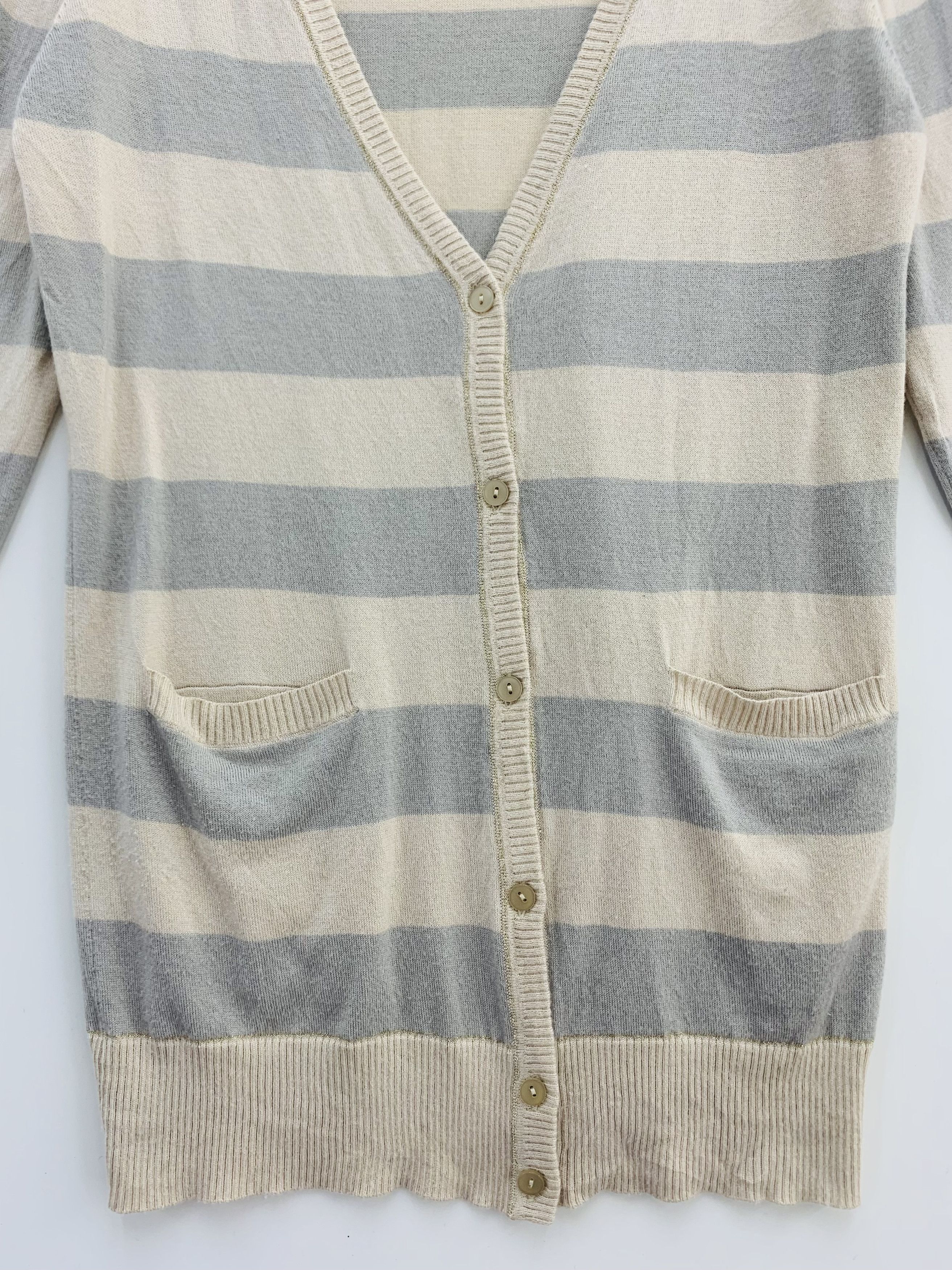 Japanese Brand Striped Cardigan Wool Blend Size L / US 10 / IT 46 - 4 Thumbnail