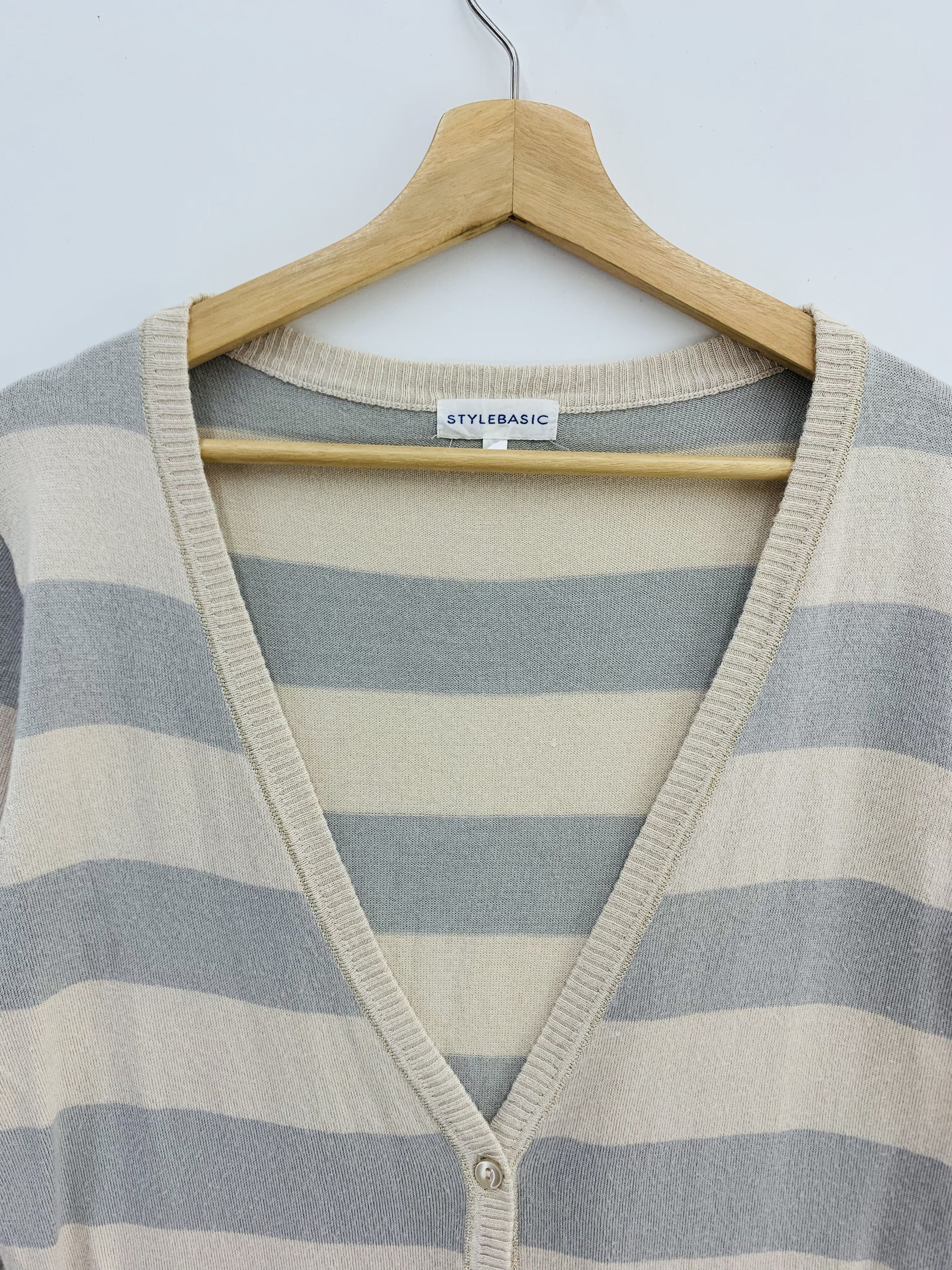 Japanese Brand Striped Cardigan Wool Blend Size L / US 10 / IT 46 - 2 Thumbnail