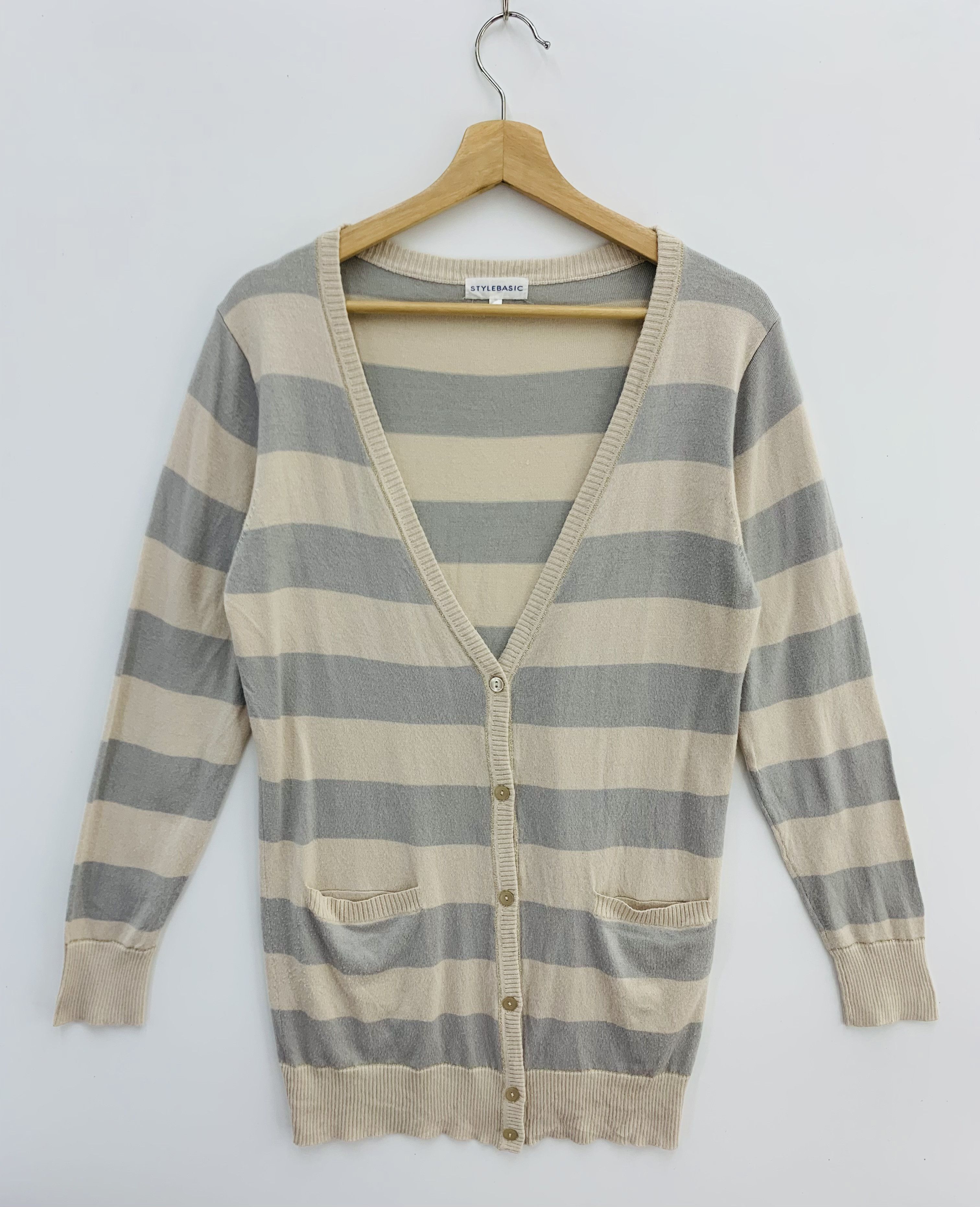 Japanese Brand Striped Cardigan Wool Blend Size L / US 10 / IT 46 - 1 Thumbnail
