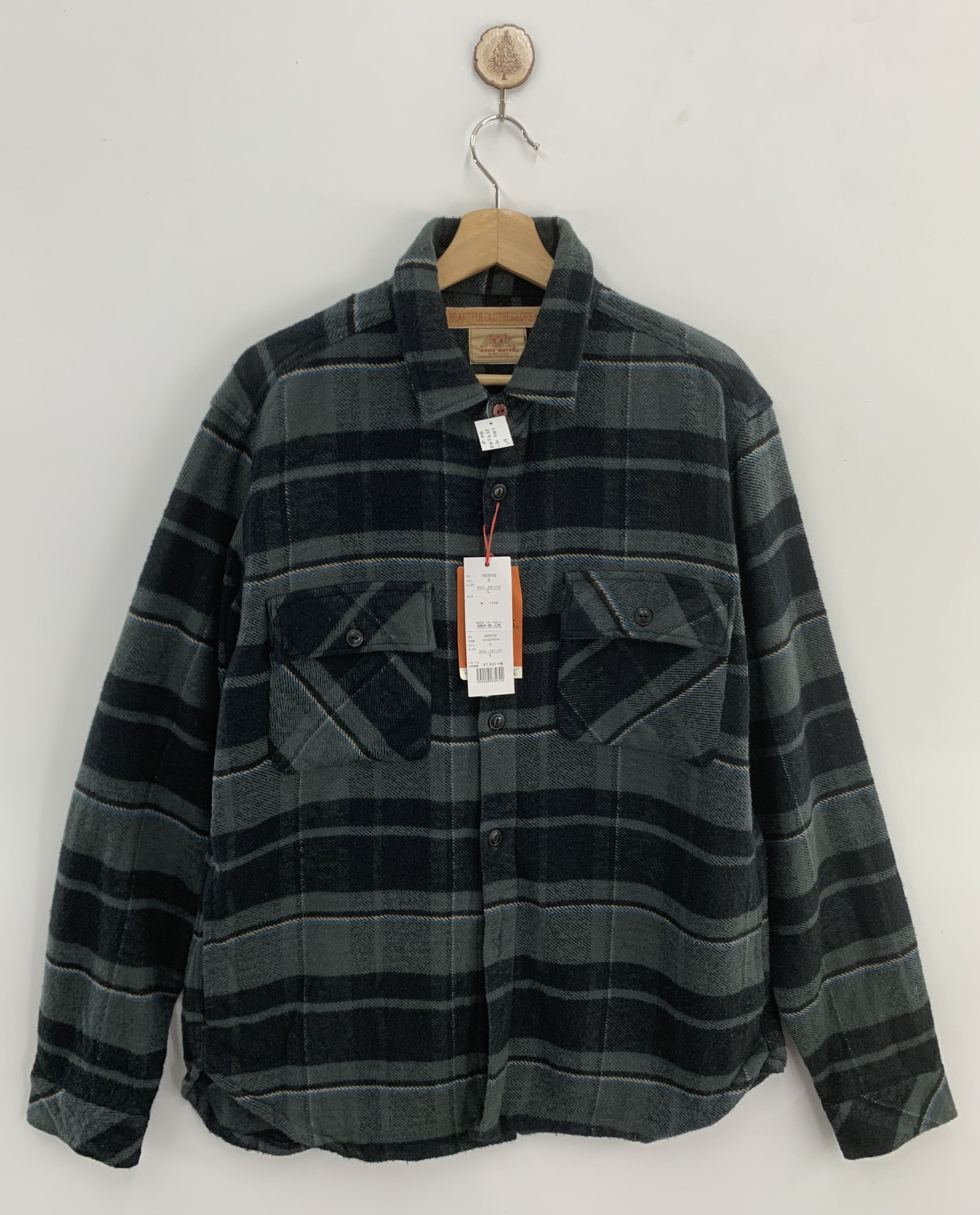 image of Kriff Mayer Long Sleeve Shirt Flannel in Grey, Men's (Size Large)