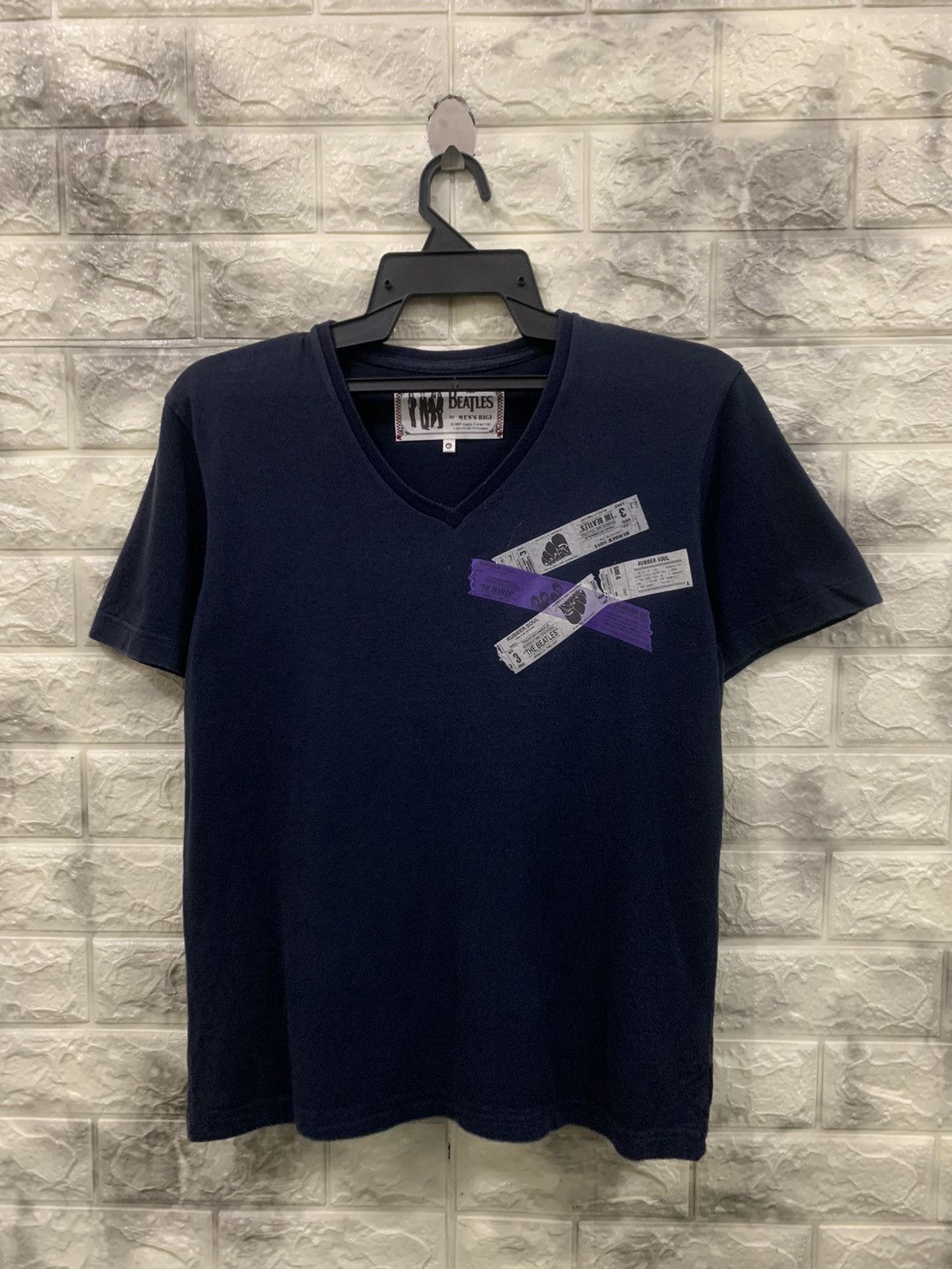 image of Vintage The Beatles Band By Men’S Bigi in Navy Blue, Men's (Size Small)