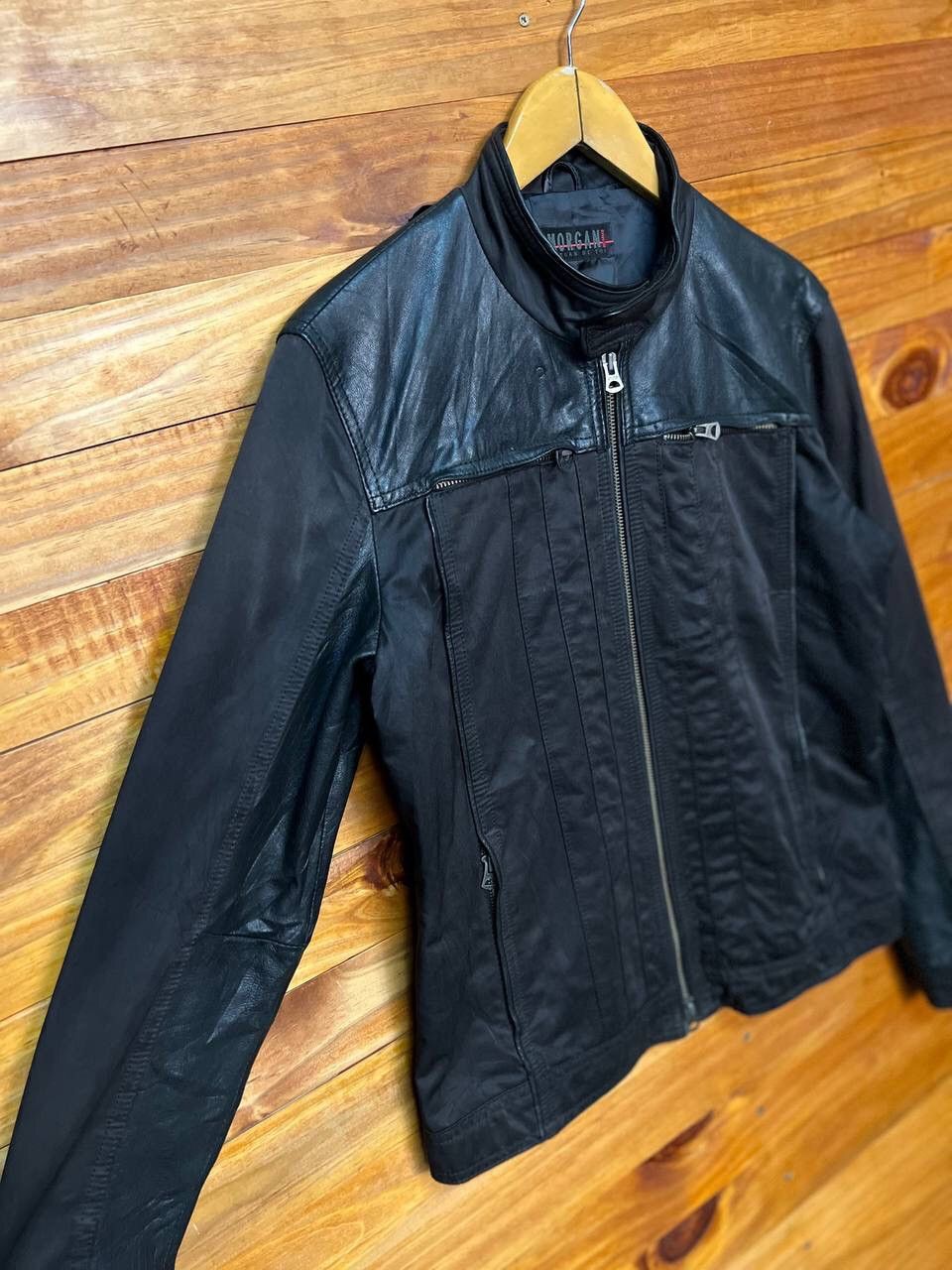 Morgan Homme MORGAN HOMME LEATHER MIX POLYESTER JACKET Size US L / EU 52-54 / 3 - 4 Thumbnail