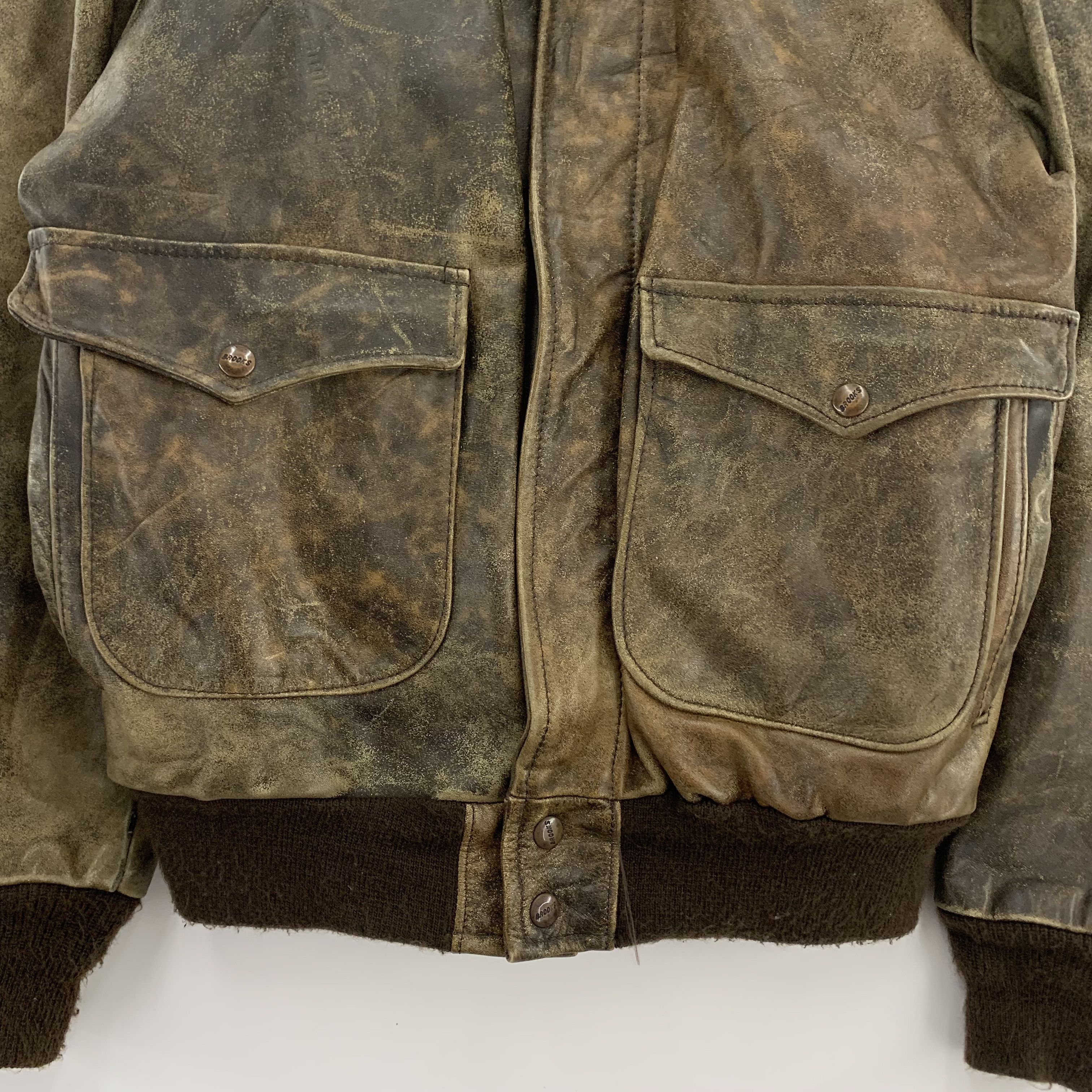 Brooks × Genuine Leather Vintage 80s Brooks Leather Jacket Fur Interior Size US S / EU 44-46 / 1 - 5 Thumbnail