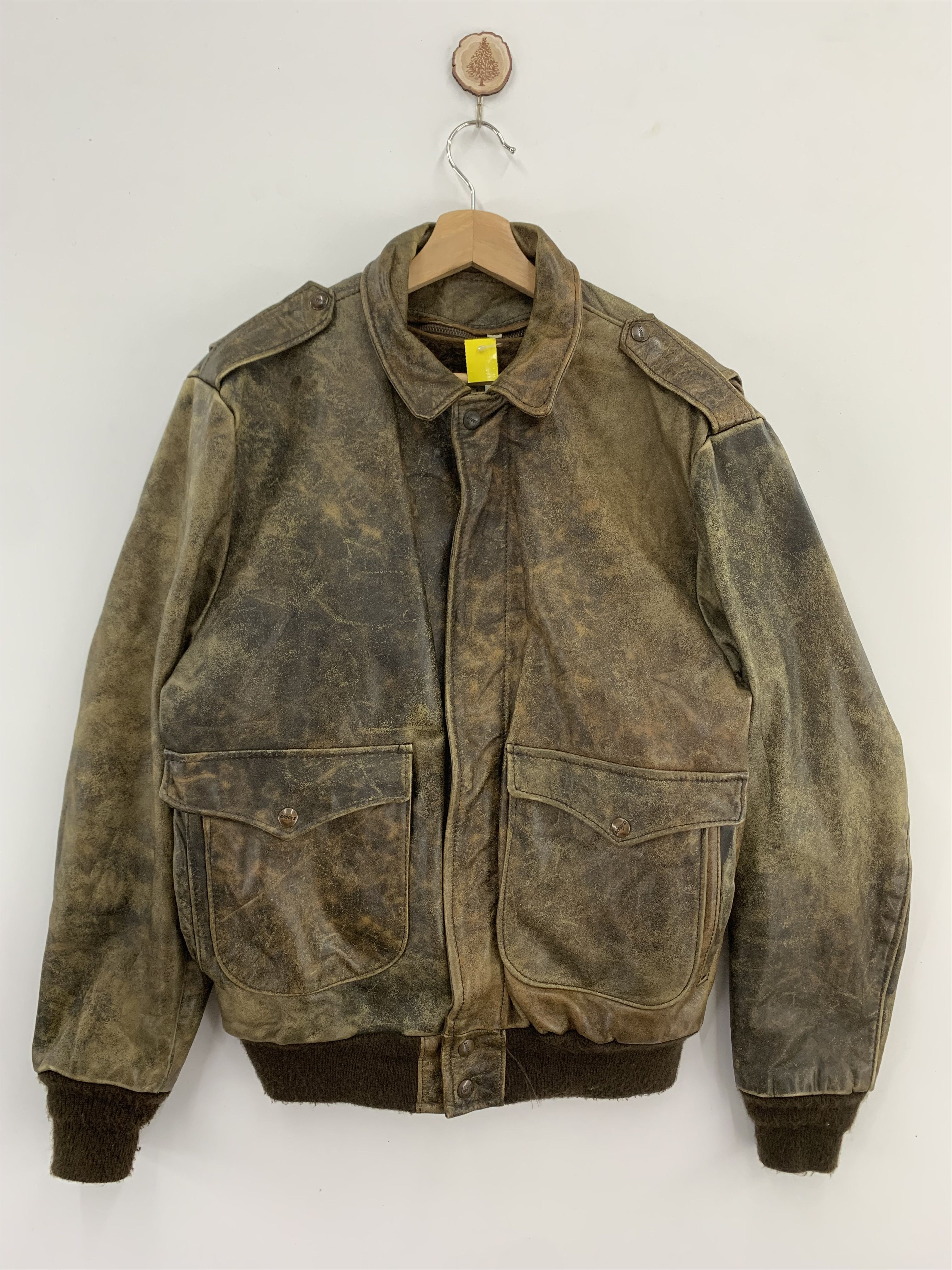 Vintage 80s Brooks Leather Jacket Fur Interior