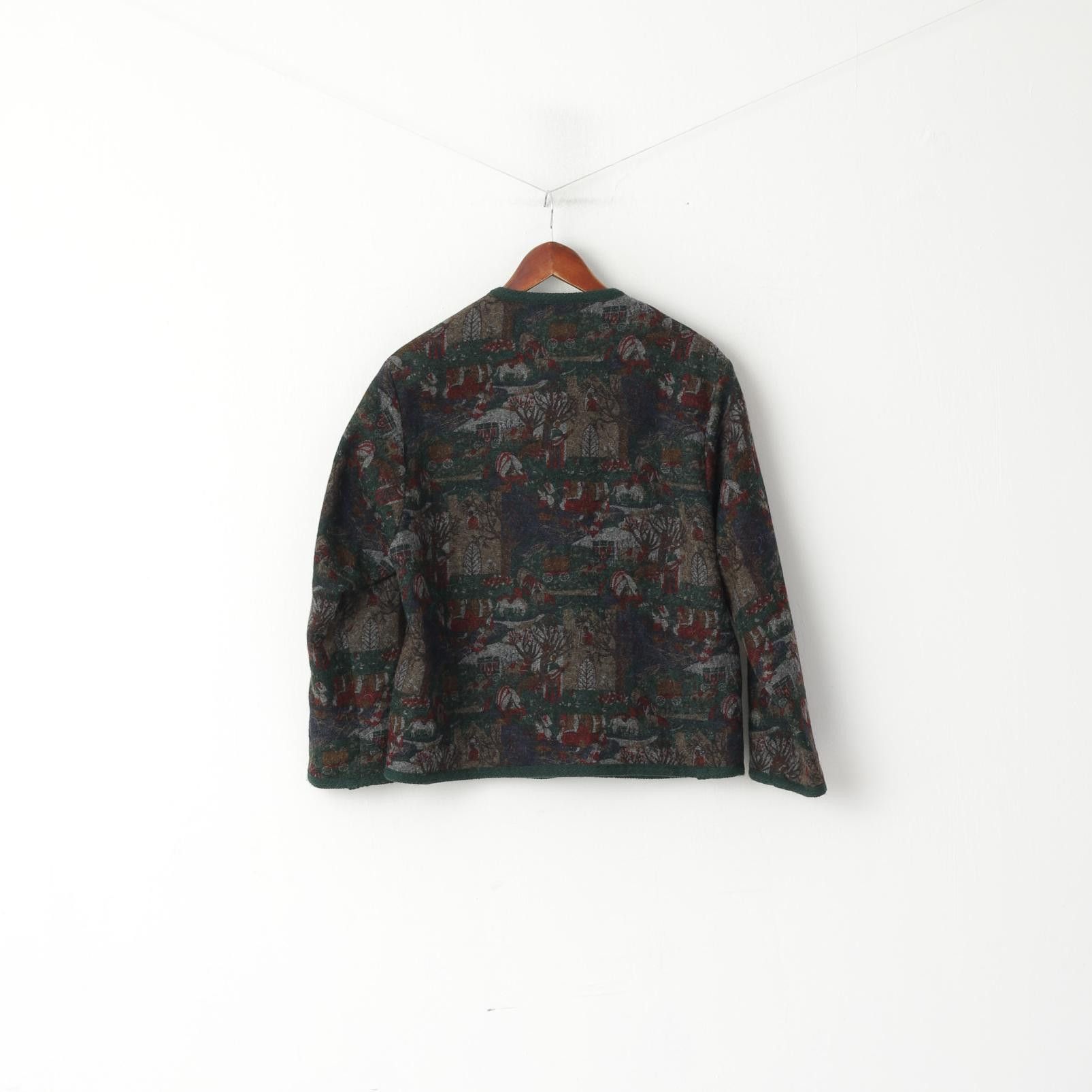 Vintage Hammershmid Women M Cardigan Green Pure Wool Folk 9254 Size M / US 6-8 / IT 42-44 - 6 Thumbnail