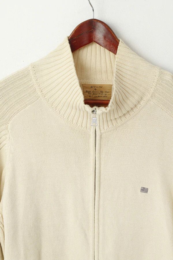 Polo Ralph Lauren Polo Jeans Ralph Lauren Men XL (L) Jumper Cream Cotton 5246 Size US XL / EU 56 / 4 - 3 Thumbnail