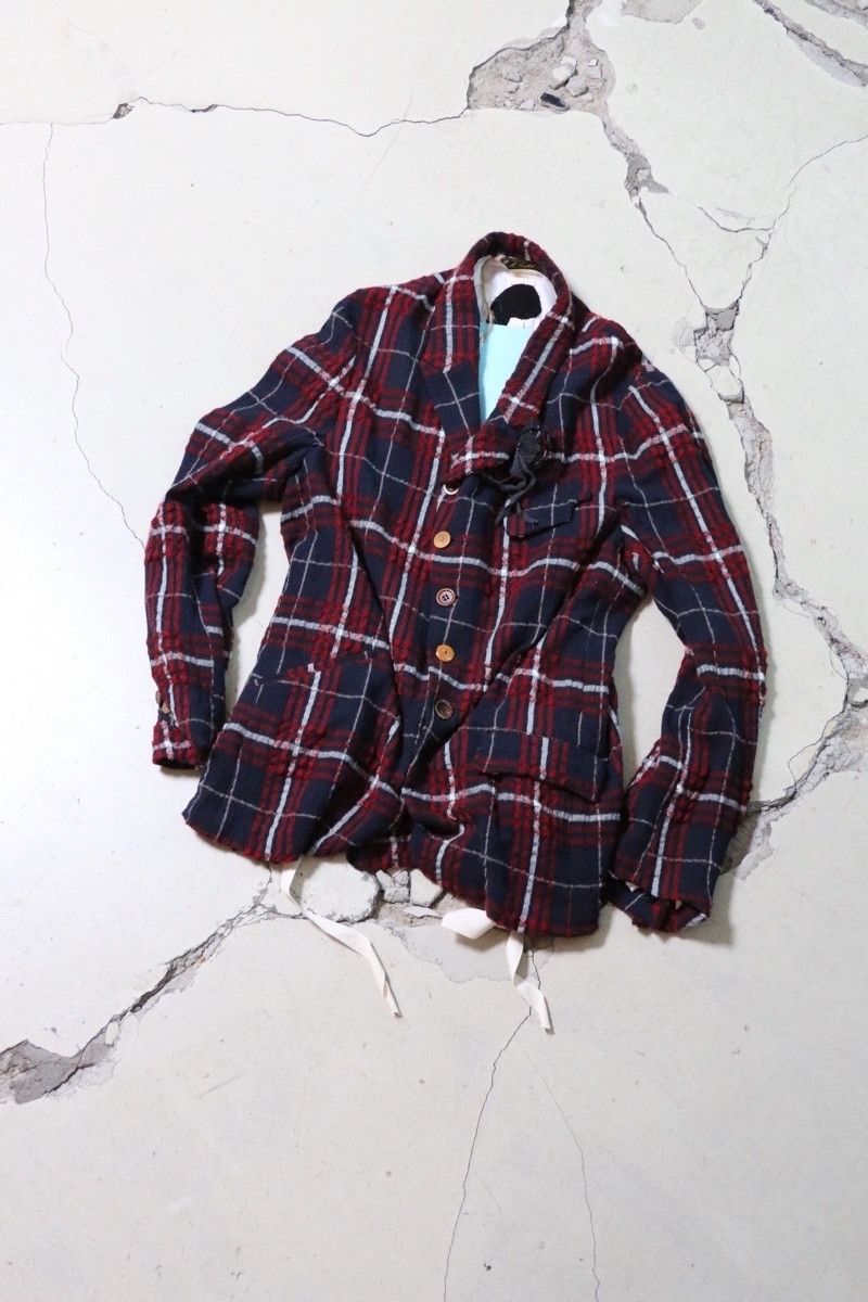 image of Archivio J M Ribot G09/fb Grid Jacket in Blue Red, Men's (Size Medium)