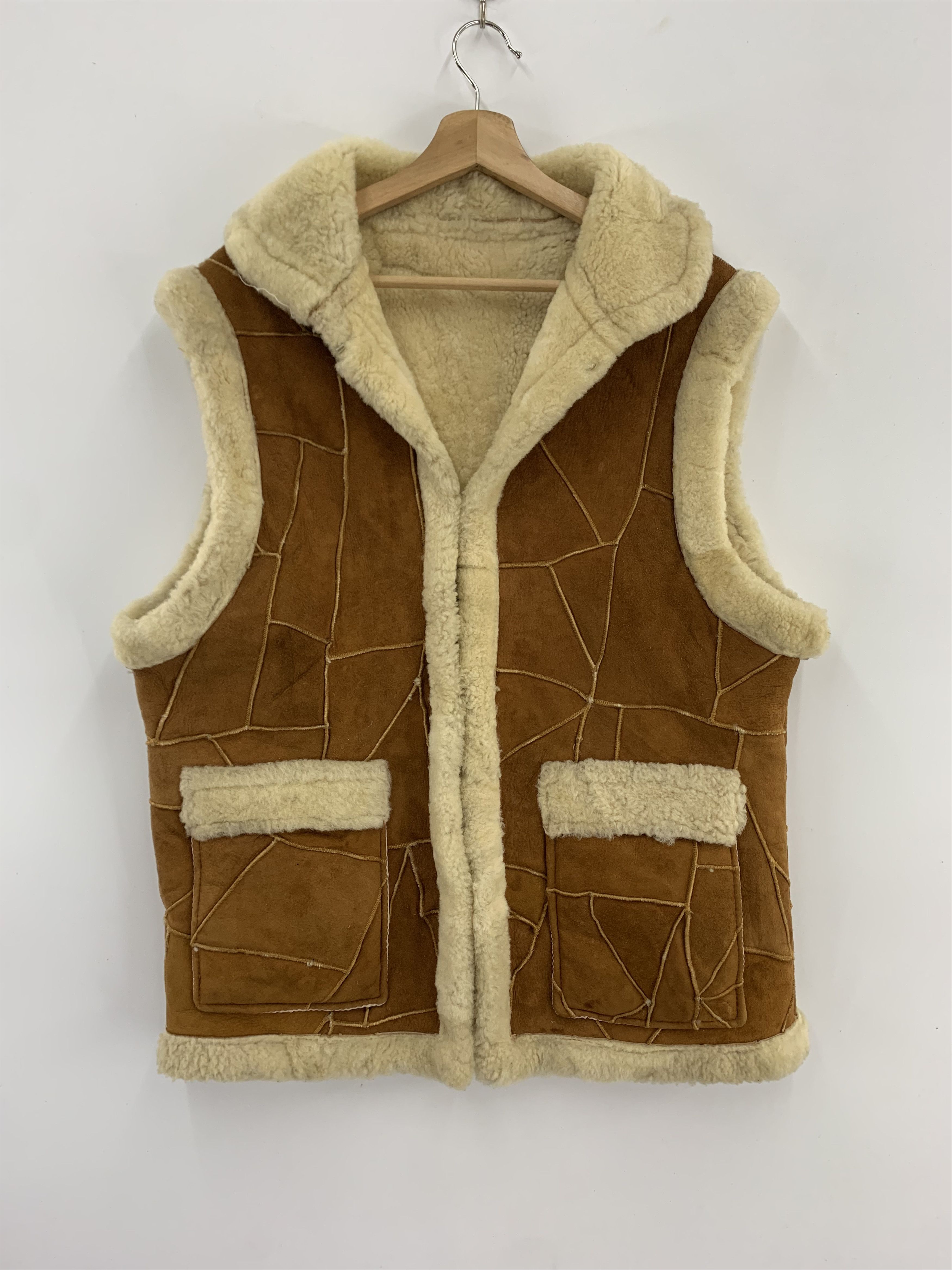 Vintage Sherpa Leather Jacket Sleeveless Size US M / EU 48-50 / 2 - 1 Thumbnail