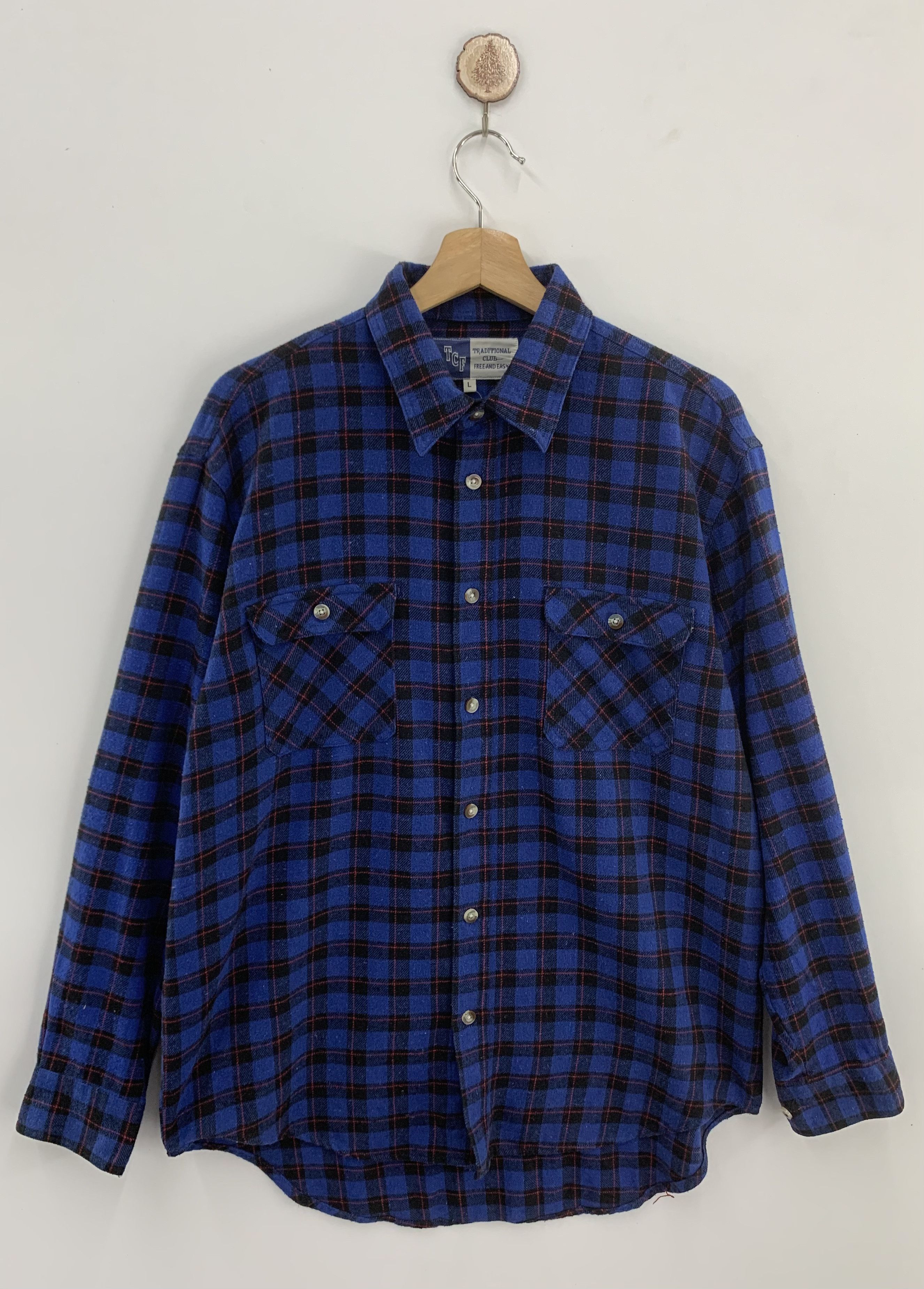 Flannel × Japanese Brand TCF Blue Flannel Long Sleeve Button Ups Size US L / EU 52-54 / 3 - 1 Thumbnail