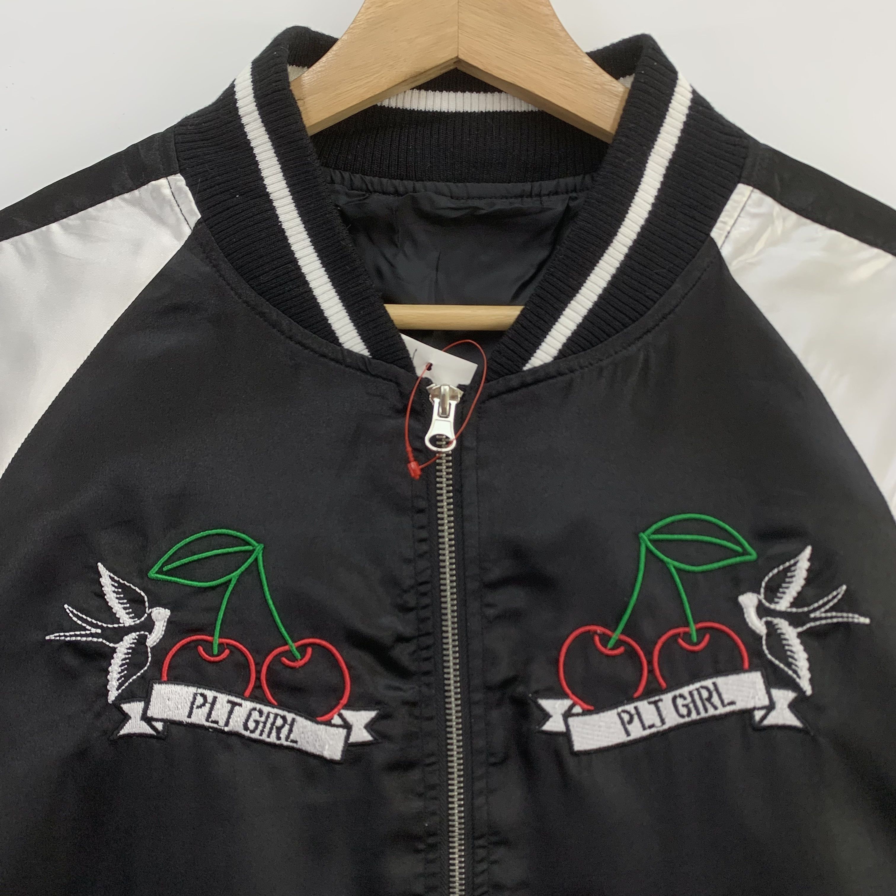 Japanese Brand Pink Latte Bomber Jacket Embroidery Polyester Black Jacket Size M / US 6-8 / IT 42-44 - 2 Thumbnail