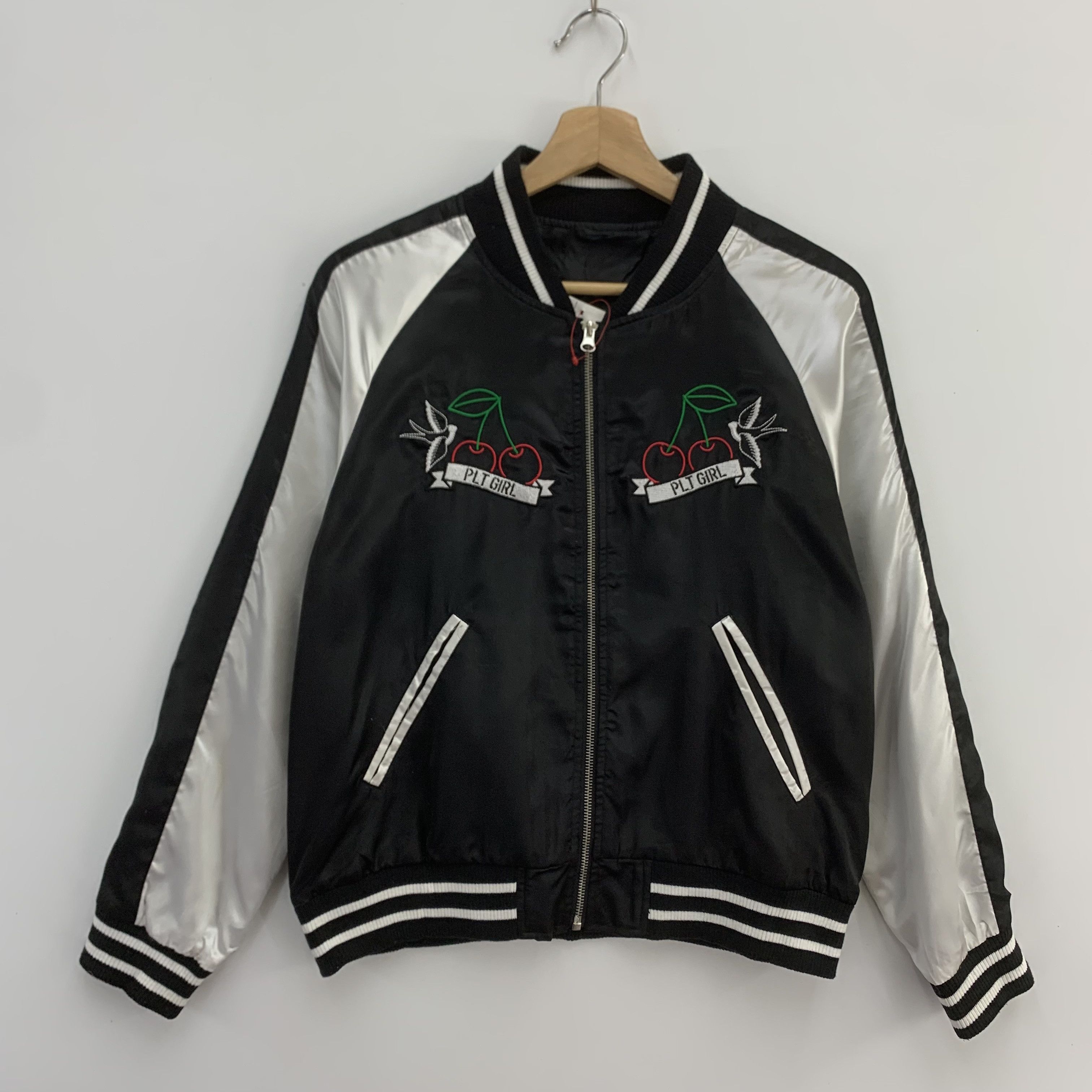 Japanese Brand Pink Latte Bomber Jacket Embroidery Polyester Black Jacket Size M / US 6-8 / IT 42-44 - 1 Thumbnail