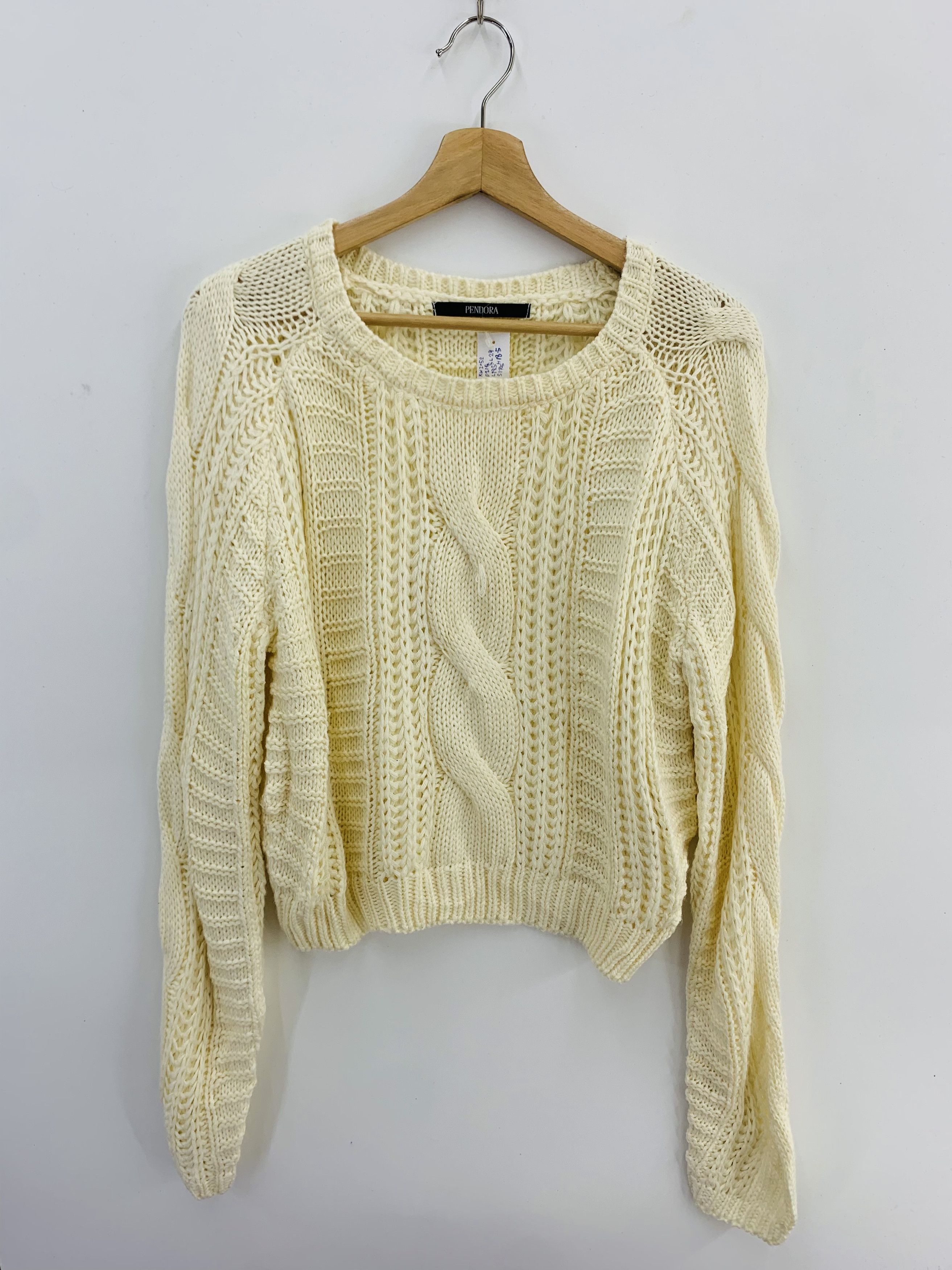 Japanese Brand Pendora Cable Knit Crochet Knit Shirt Long Sleeve Size US M / EU 48-50 / 2 - 1 Thumbnail