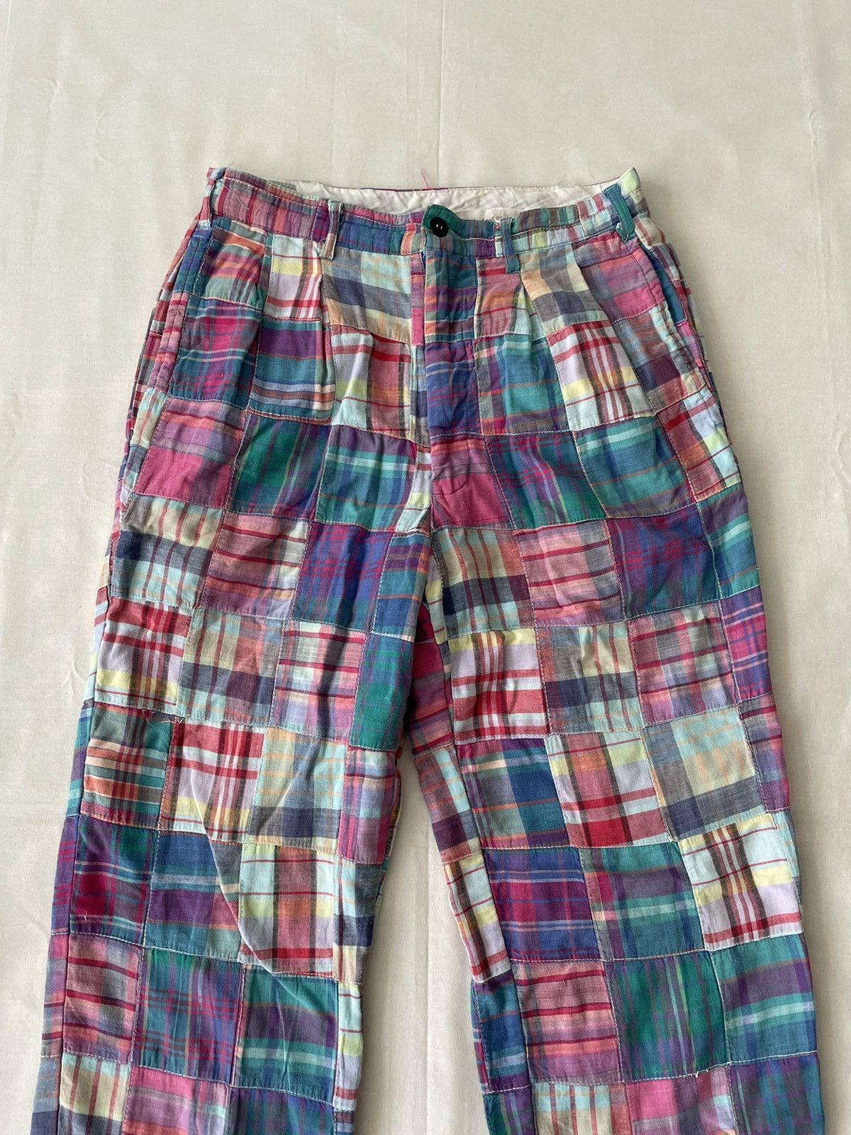 Beams Plus Vintage Beams Japan Patchwork Madras Plaid Pants Size US 26 / EU 42 - 2 Thumbnail