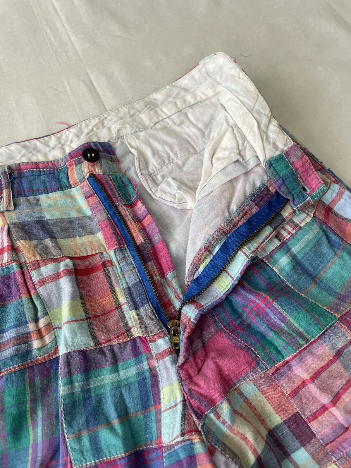 Beams Plus Vintage Beams Japan Patchwork Madras Plaid Pants Size US 26 / EU 42 - 5 Thumbnail