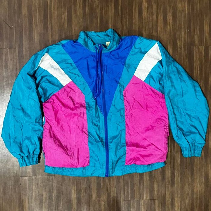 Bill Blass 90s Bill Blass Neon Windbreaker Zip Up Jacket | Grailed