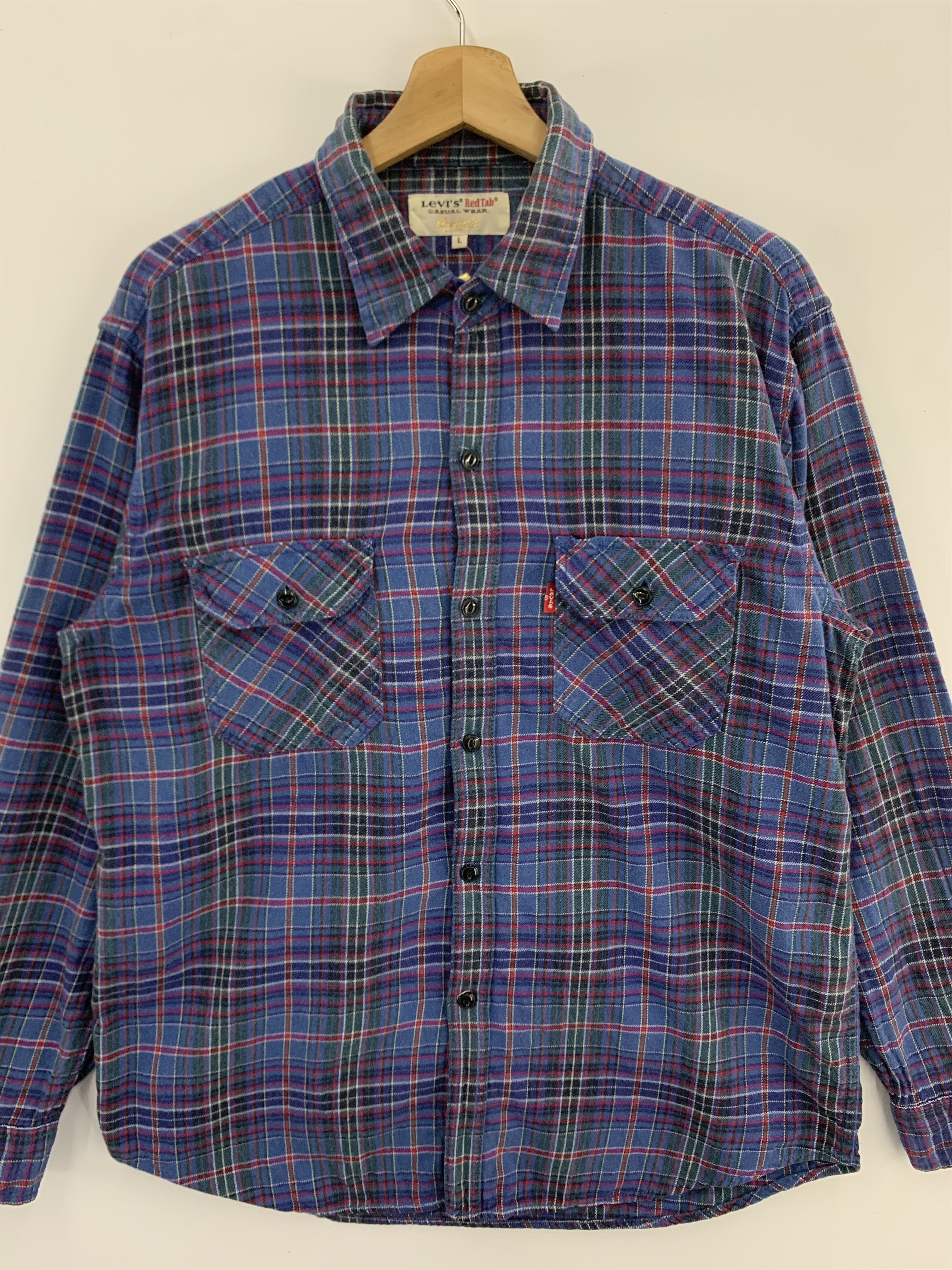 Flannel Levis Red Tab Long Sleeve Shirt Button Ups Flannel Size US L / EU 52-54 / 3 - 3 Thumbnail