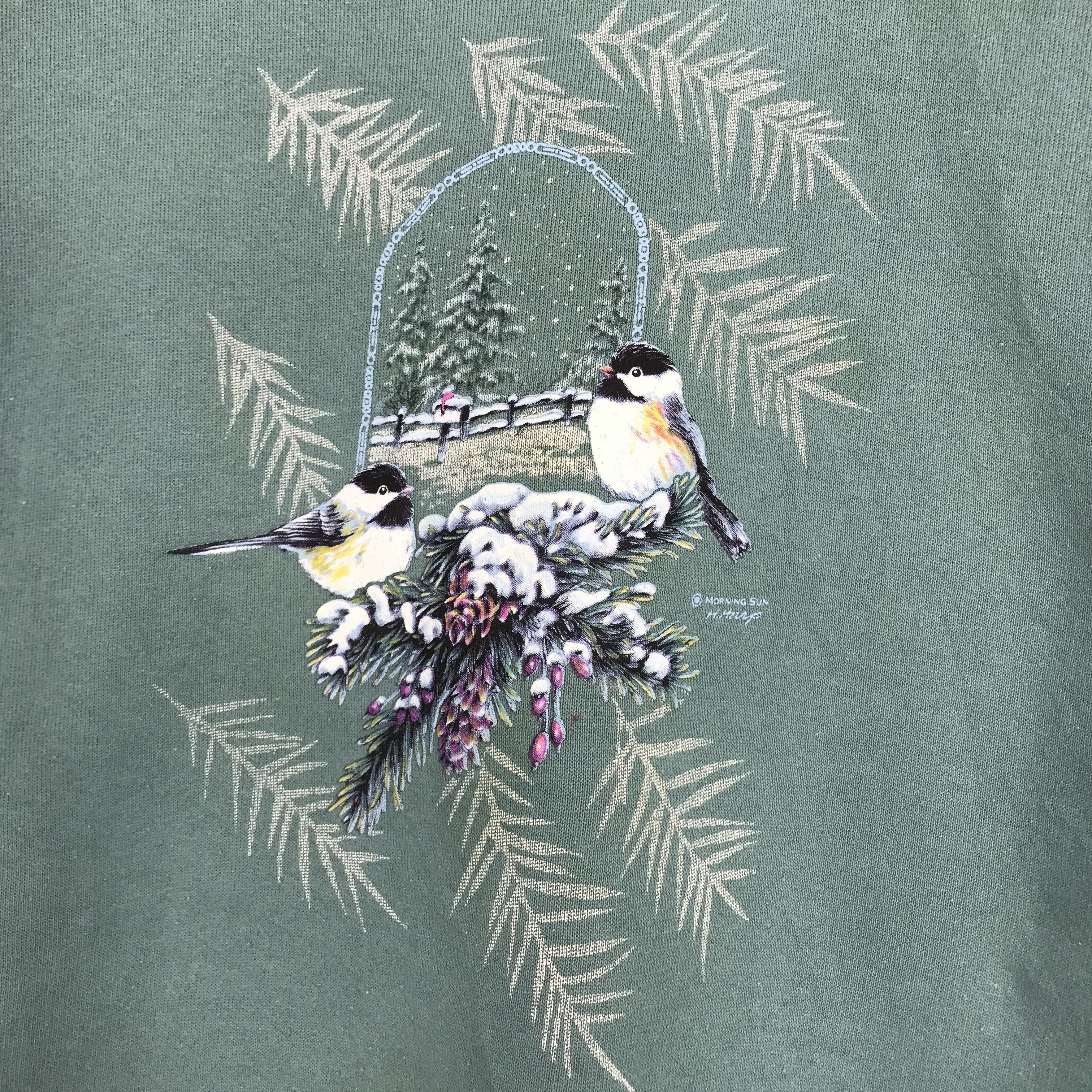 Arts & Science Vintage Morning Sun Cardinal Bird Graphic Sweater Size US XL / EU 56 / 4 - 4 Thumbnail