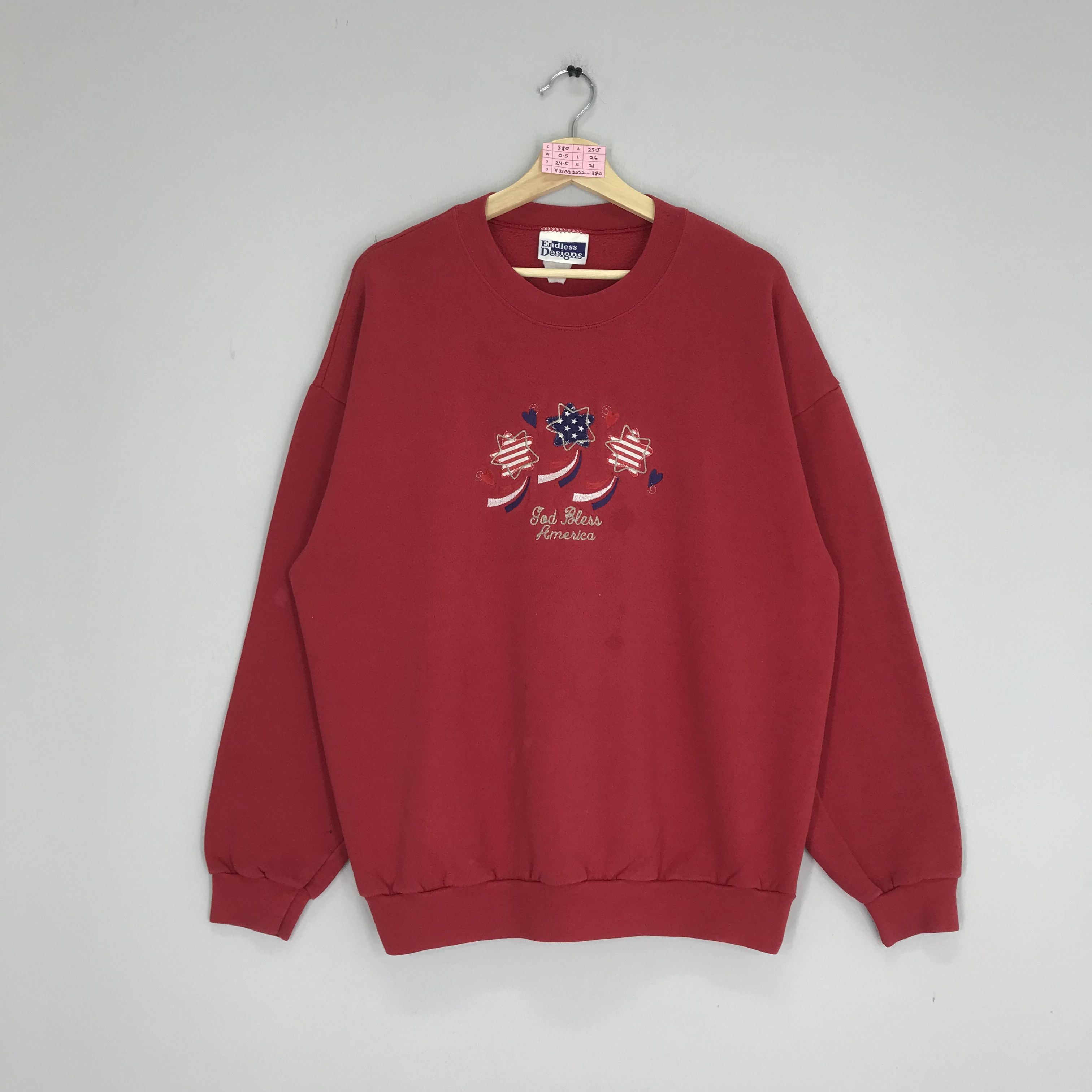 Vintage Vintage Plain Embroidery Graphic Sweatshirt Red Crewneck Size US XL / EU 56 / 4 - 1 Thumbnail