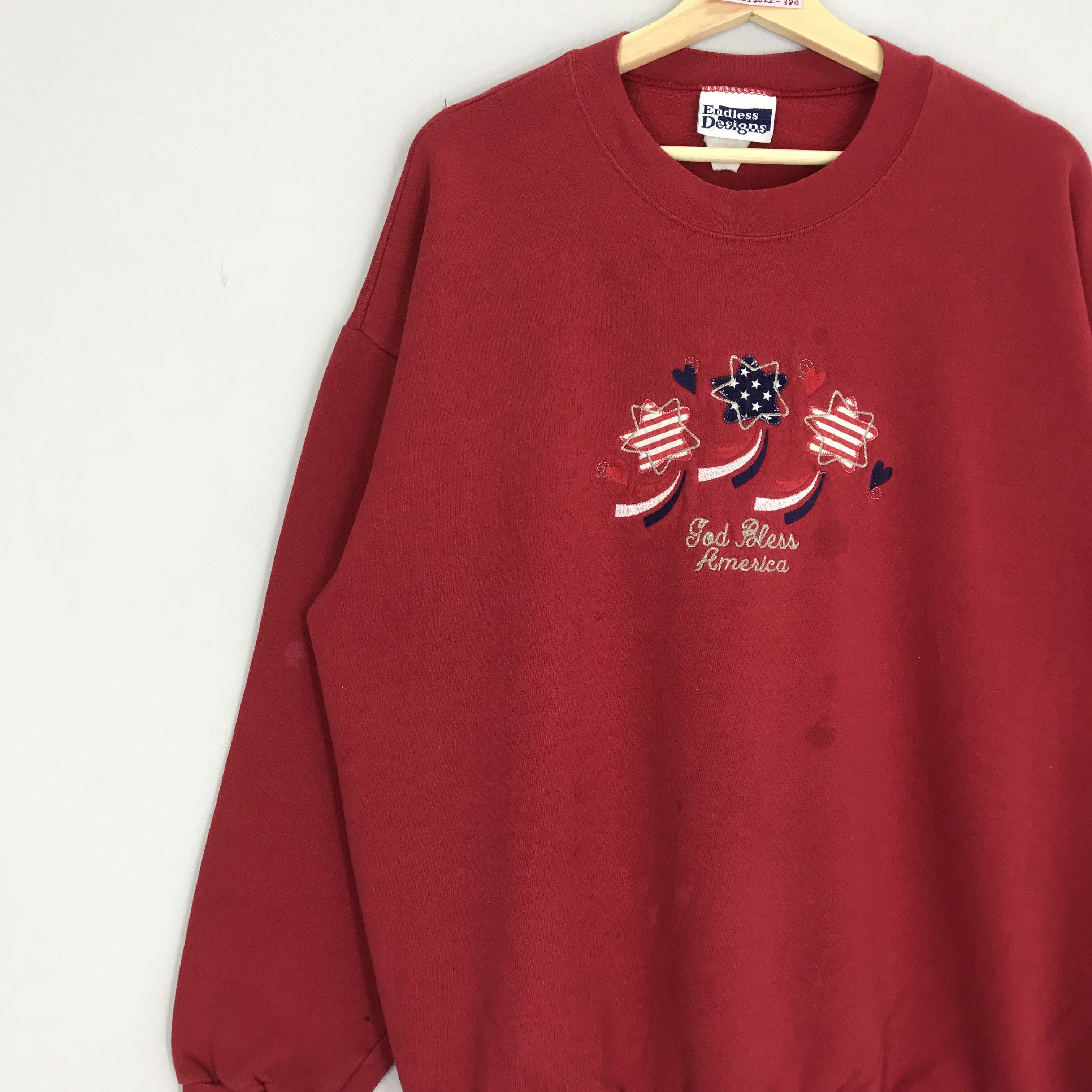 Vintage Vintage Plain Embroidery Graphic Sweatshirt Red Crewneck Size US XL / EU 56 / 4 - 2 Thumbnail
