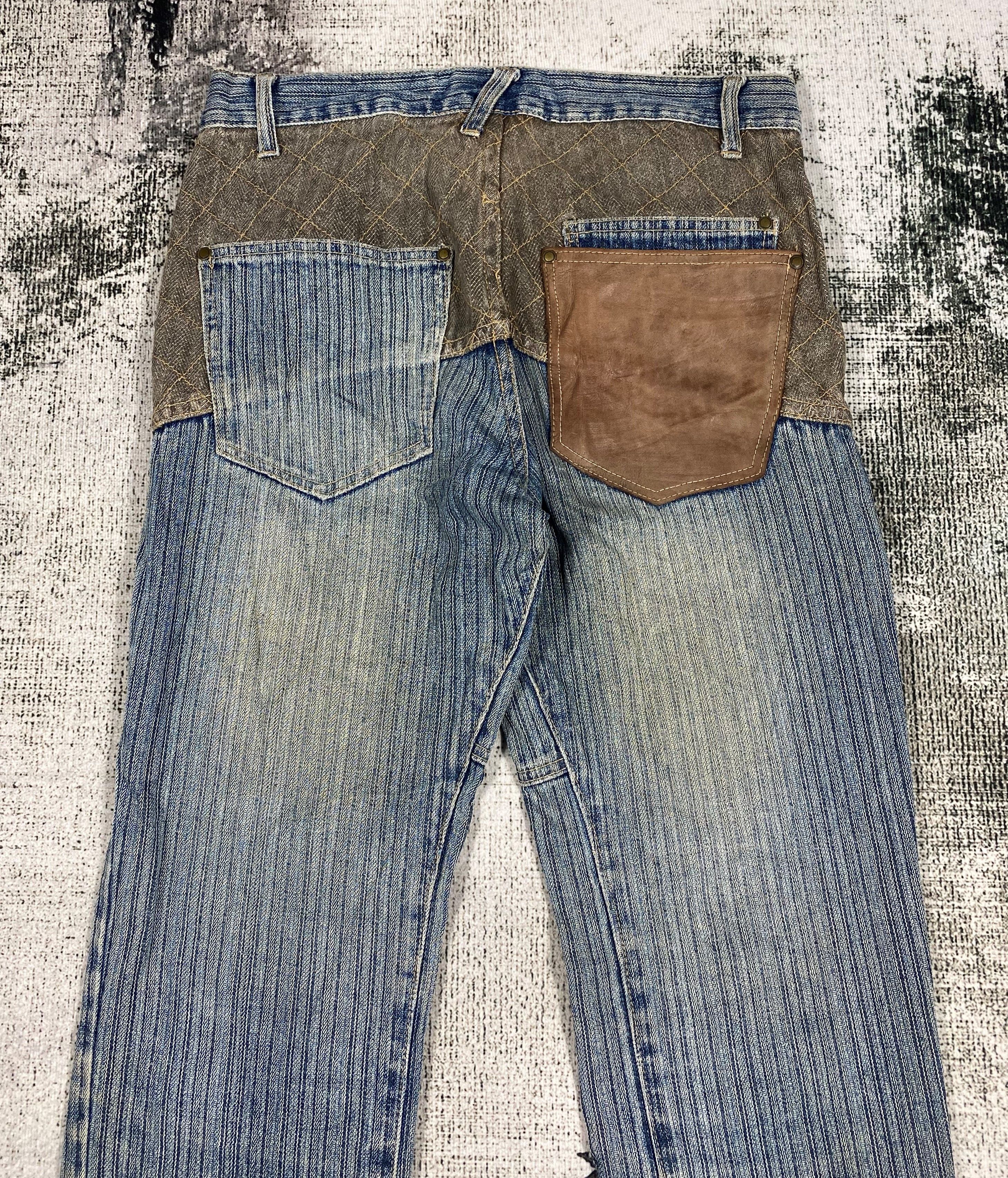 Japanese Brand Japanese Brand Denim Patchwork Leather Back Pocket Size US 30 / EU 46 - 2 Thumbnail