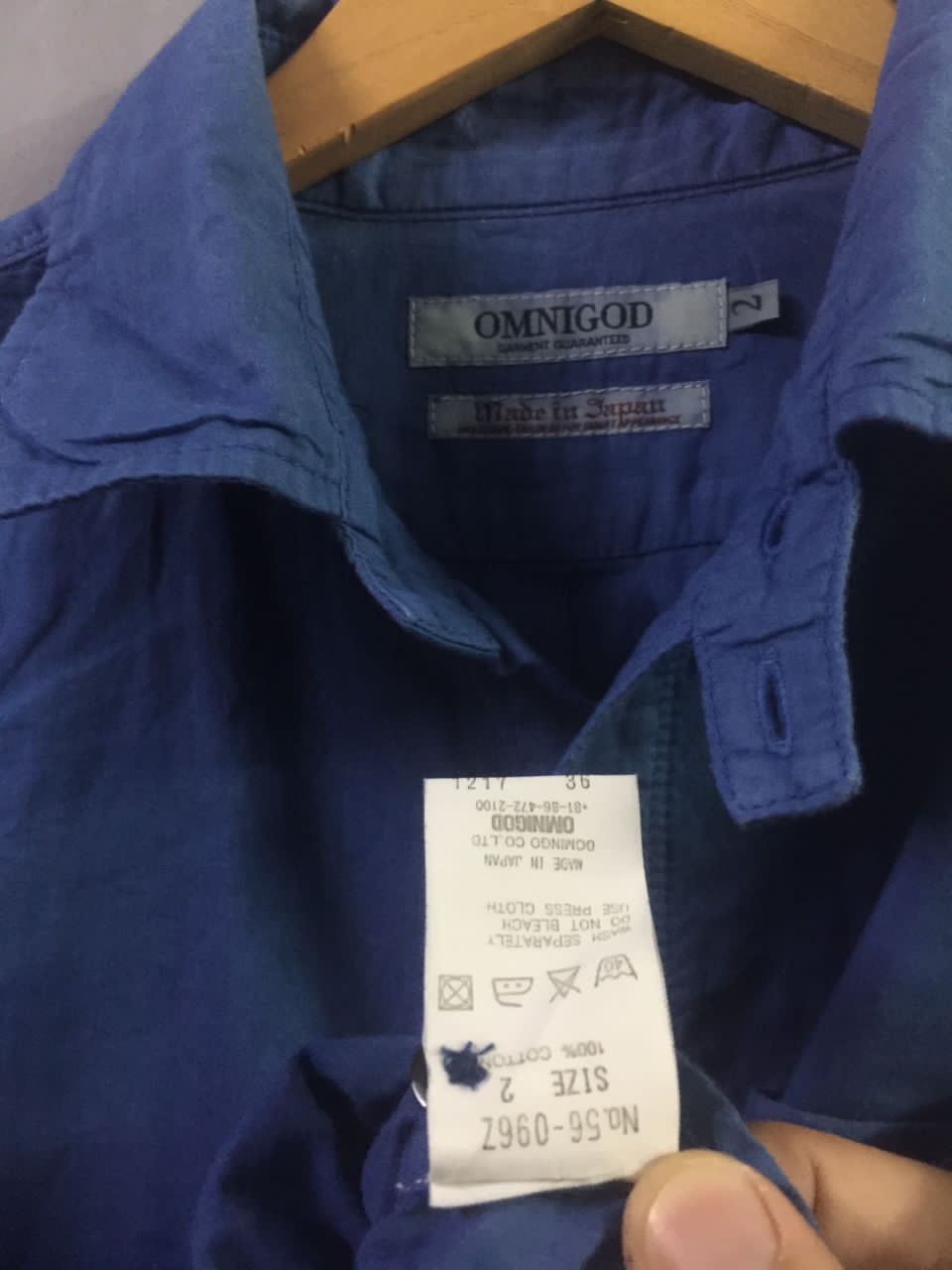OMNIGOD OMNIGOD - Indigo Blue Button Up Cotton Shirt Size US S / EU 44-46 / 1 - 6 Thumbnail