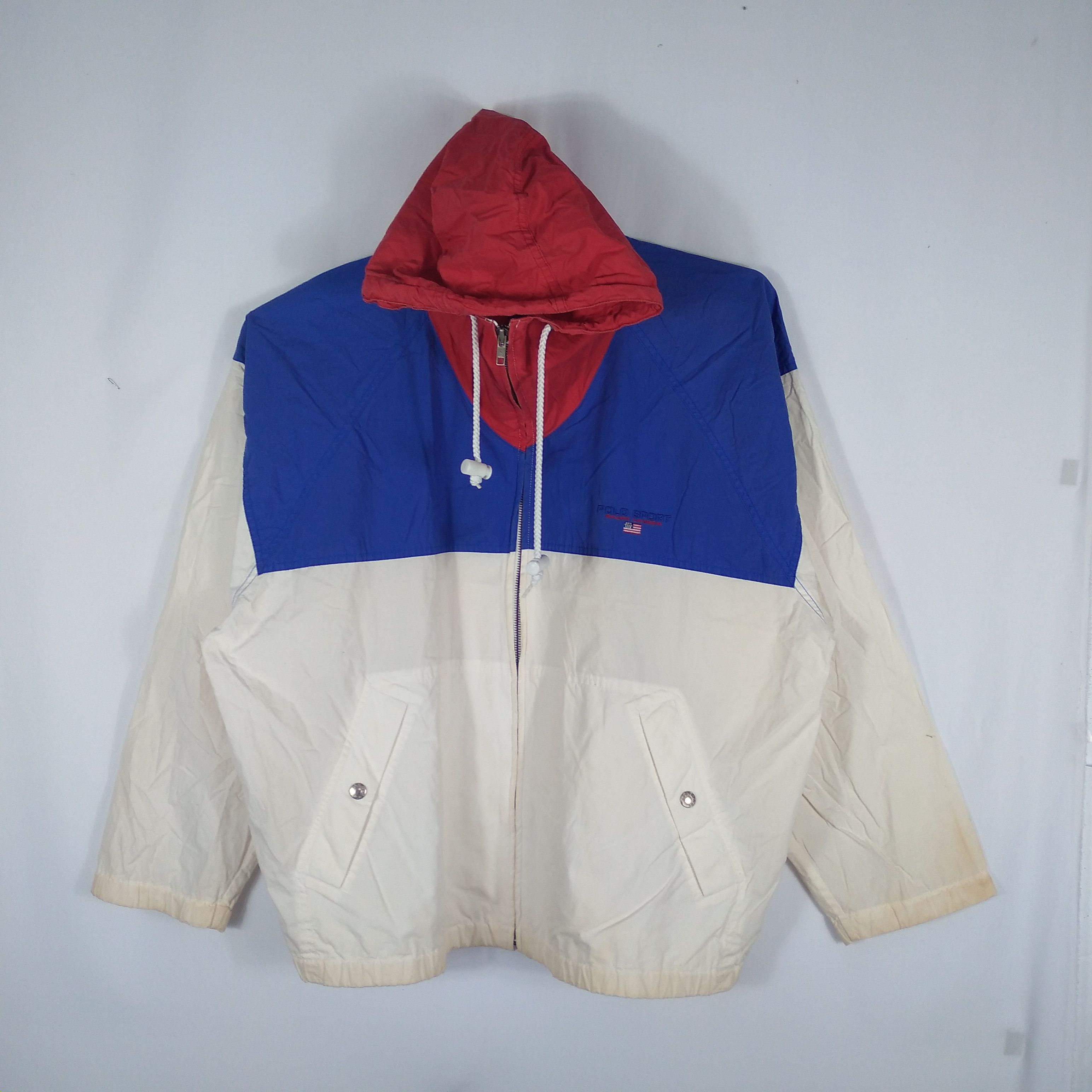 Polo Ralph Lauren × Vintage 🔥Rare🔥90s Polo Sport Nice Tricolour Anorak Cotton Jacket Size US XL / EU 56 / 4 - 1 Thumbnail
