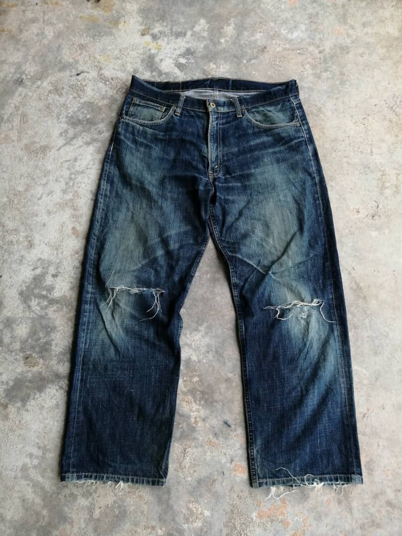 image of Distressed Denim x Levis Vintage Distress Levi's 503 Jeans Faded Wash in Faded Blue Distressed (Siz