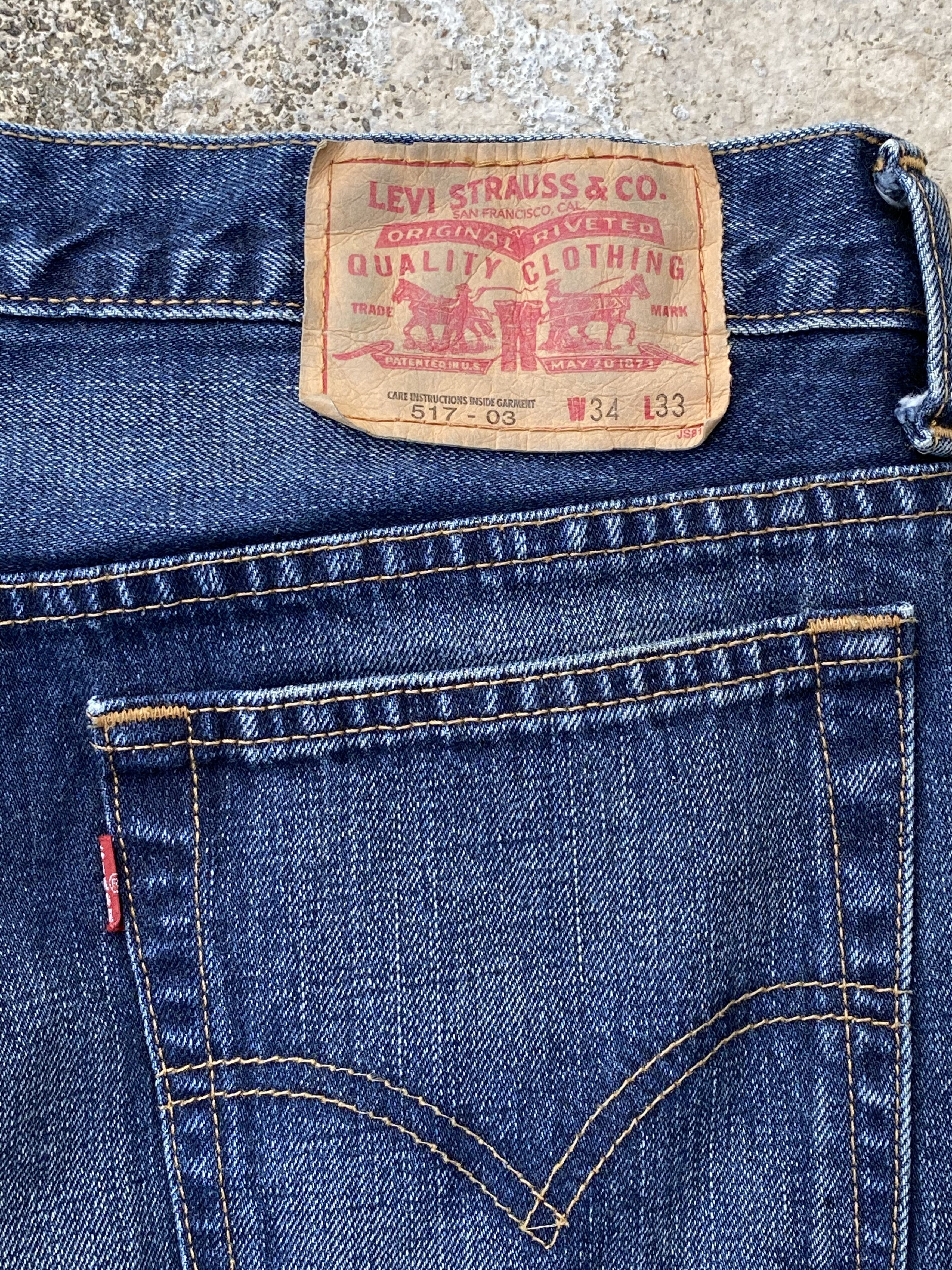 Levi's × Vintage Vintage Levi's 517 Flare Bootcut Whisker Blue Washed Denim Size US 33 - 11 Thumbnail