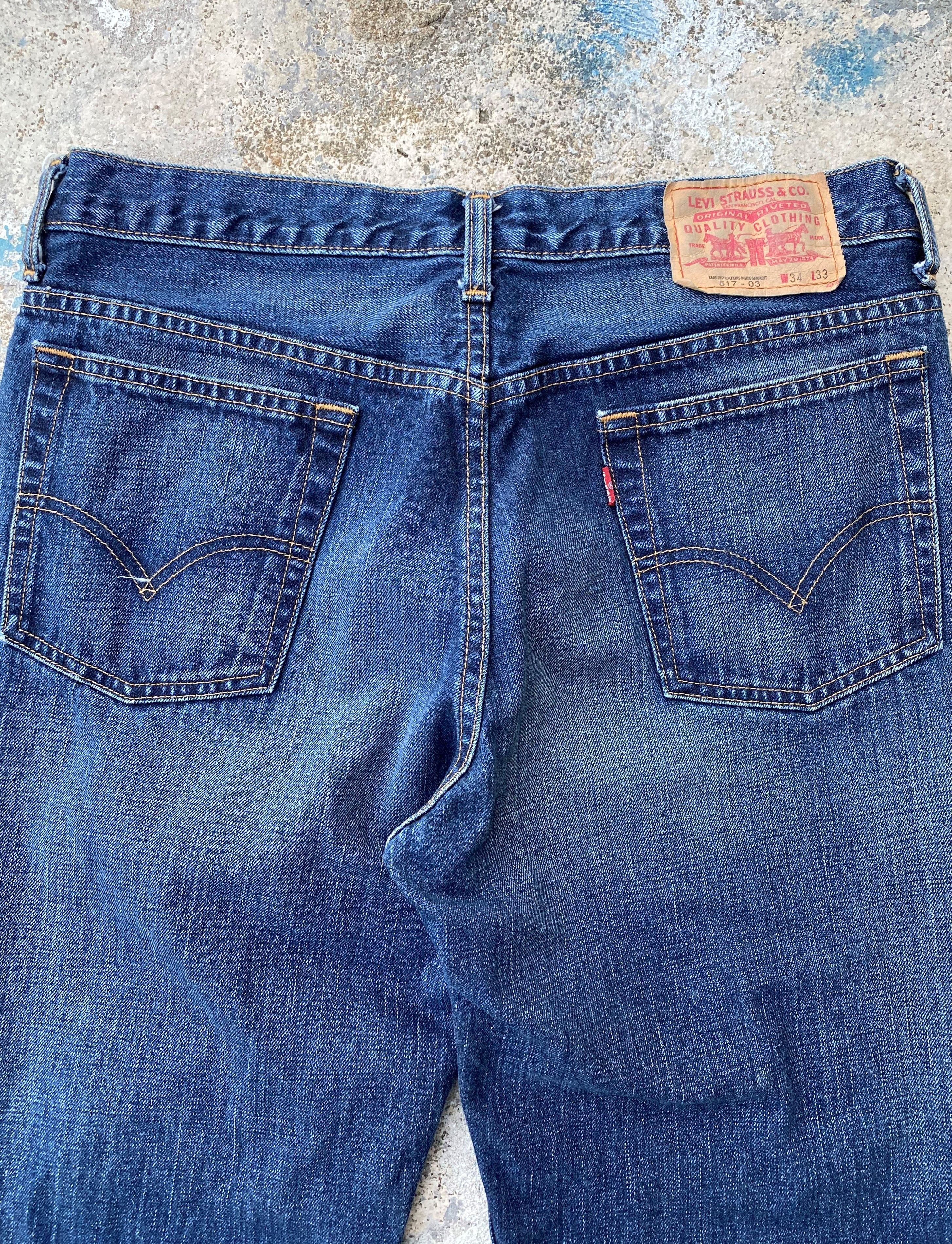 Levi's × Vintage Vintage Levi's 517 Flare Bootcut Whisker Blue Washed Denim Size US 33 - 10 Thumbnail