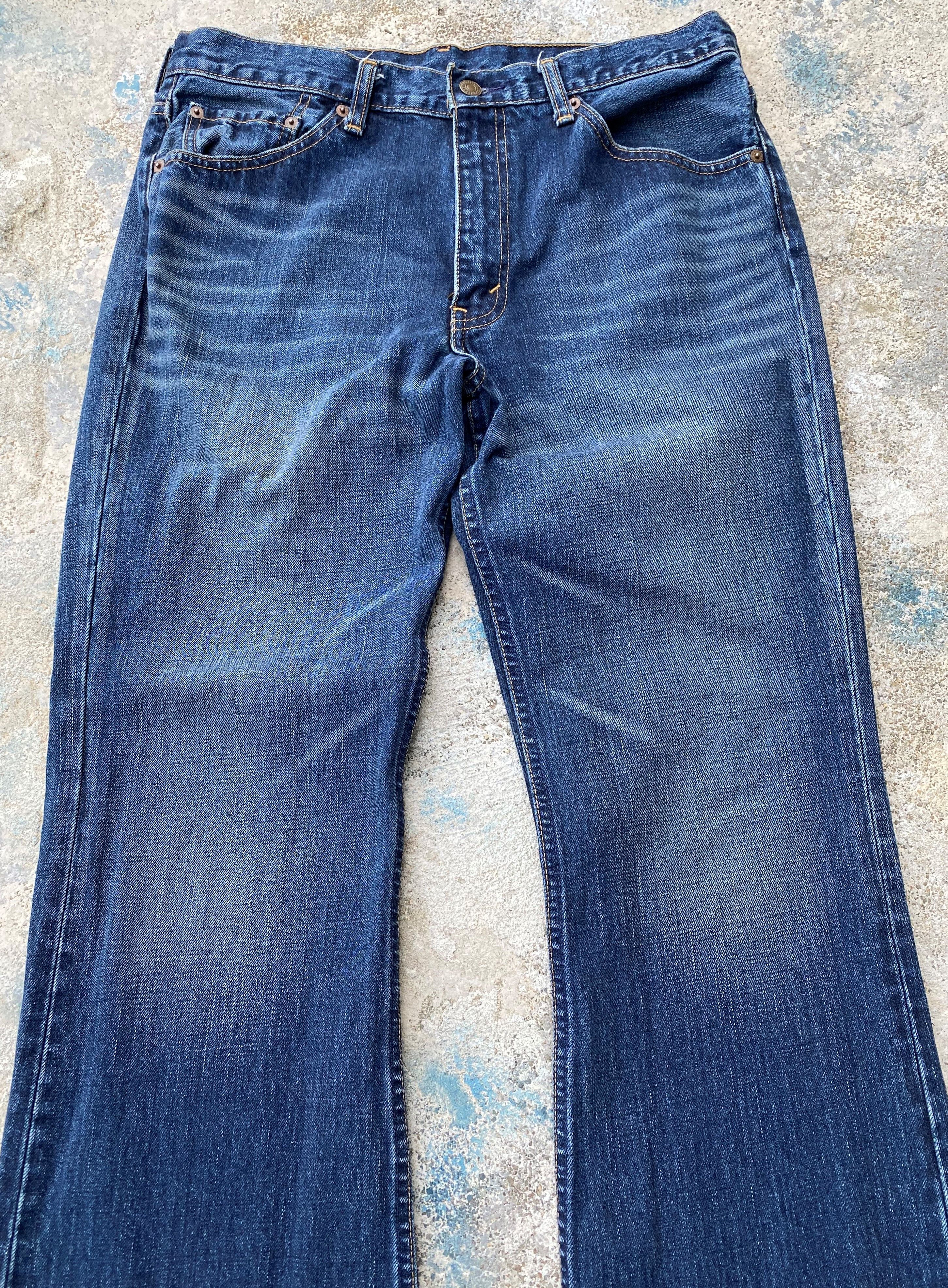 Levi's × Vintage Vintage Levi's 517 Flare Bootcut Whisker Blue Washed Denim Size US 33 - 2 Thumbnail