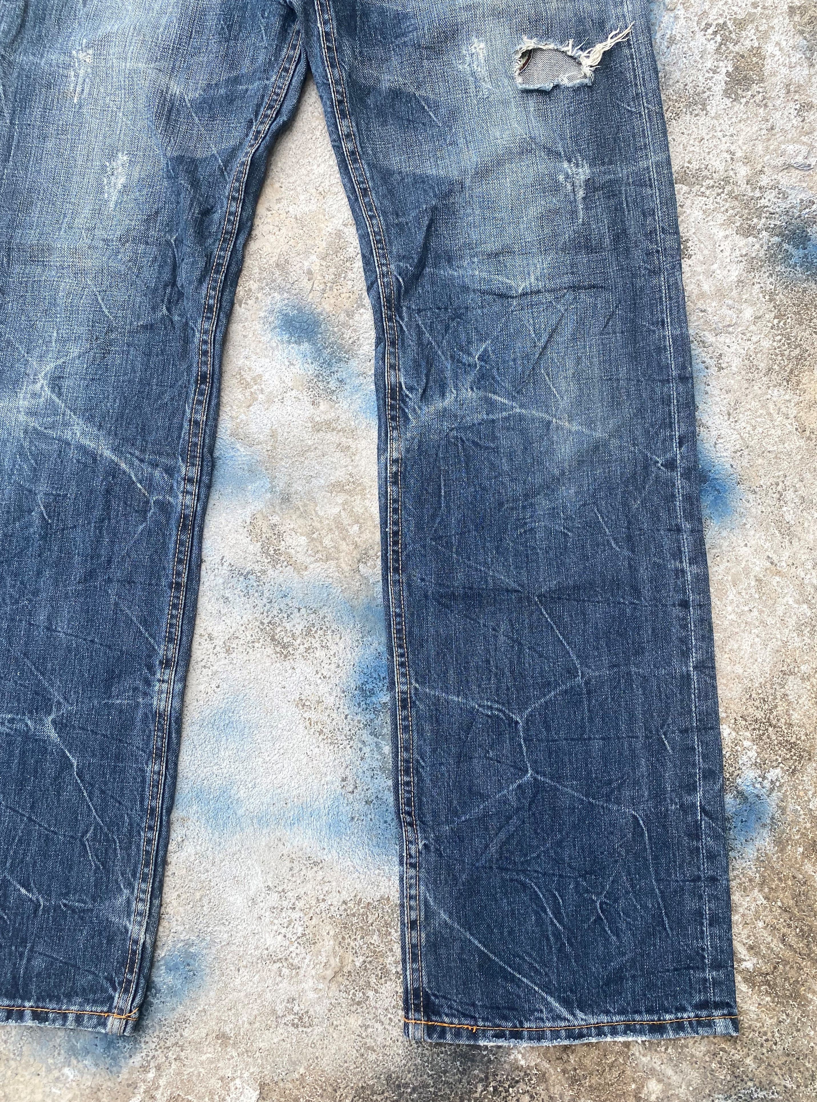 Japanese Brand RARE🔥Skull Pants Light Wash Whiskers Distressed Denim Size US 29 - 6 Thumbnail