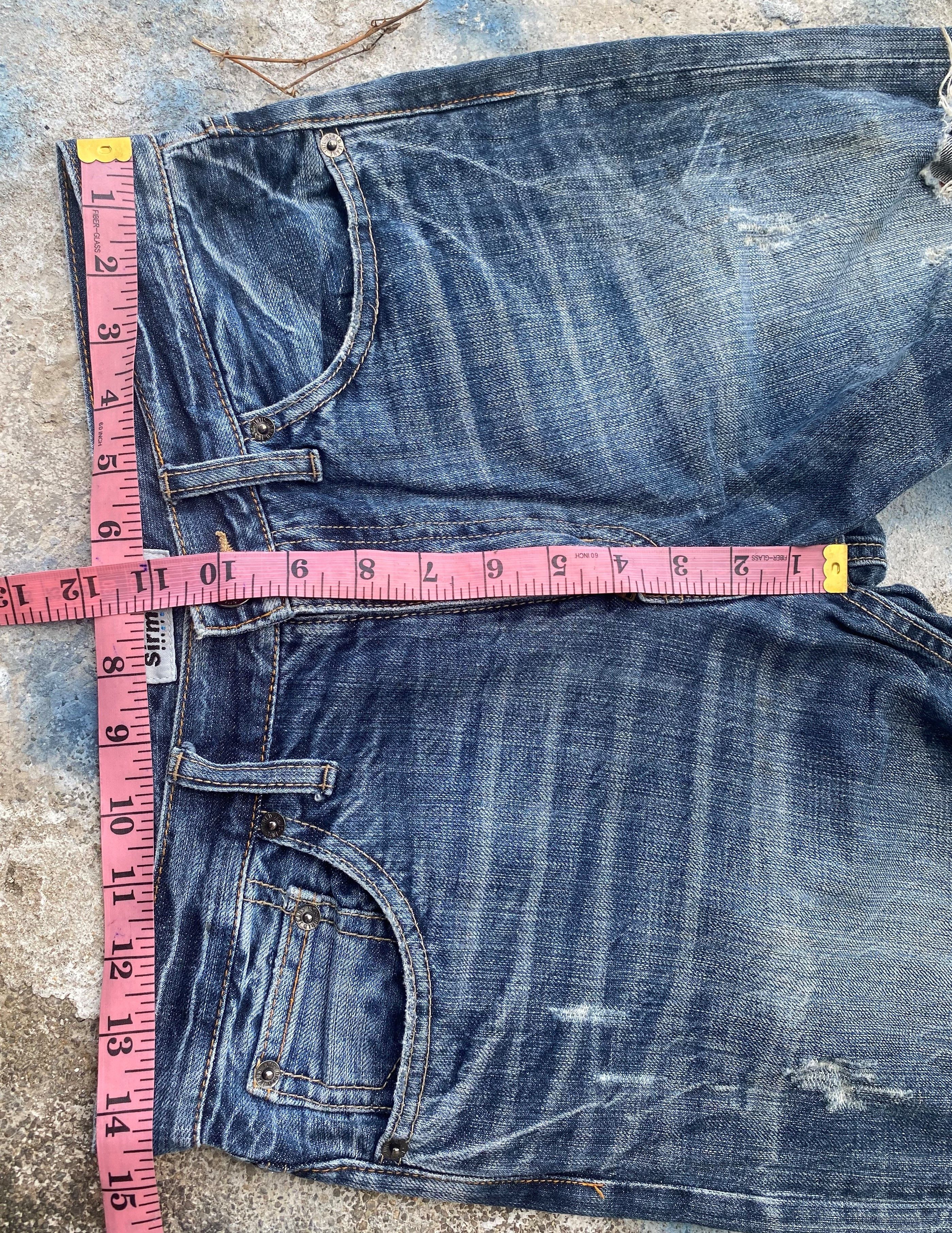 Japanese Brand RARE🔥Skull Pants Light Wash Whiskers Distressed Denim Size US 29 - 12 Thumbnail