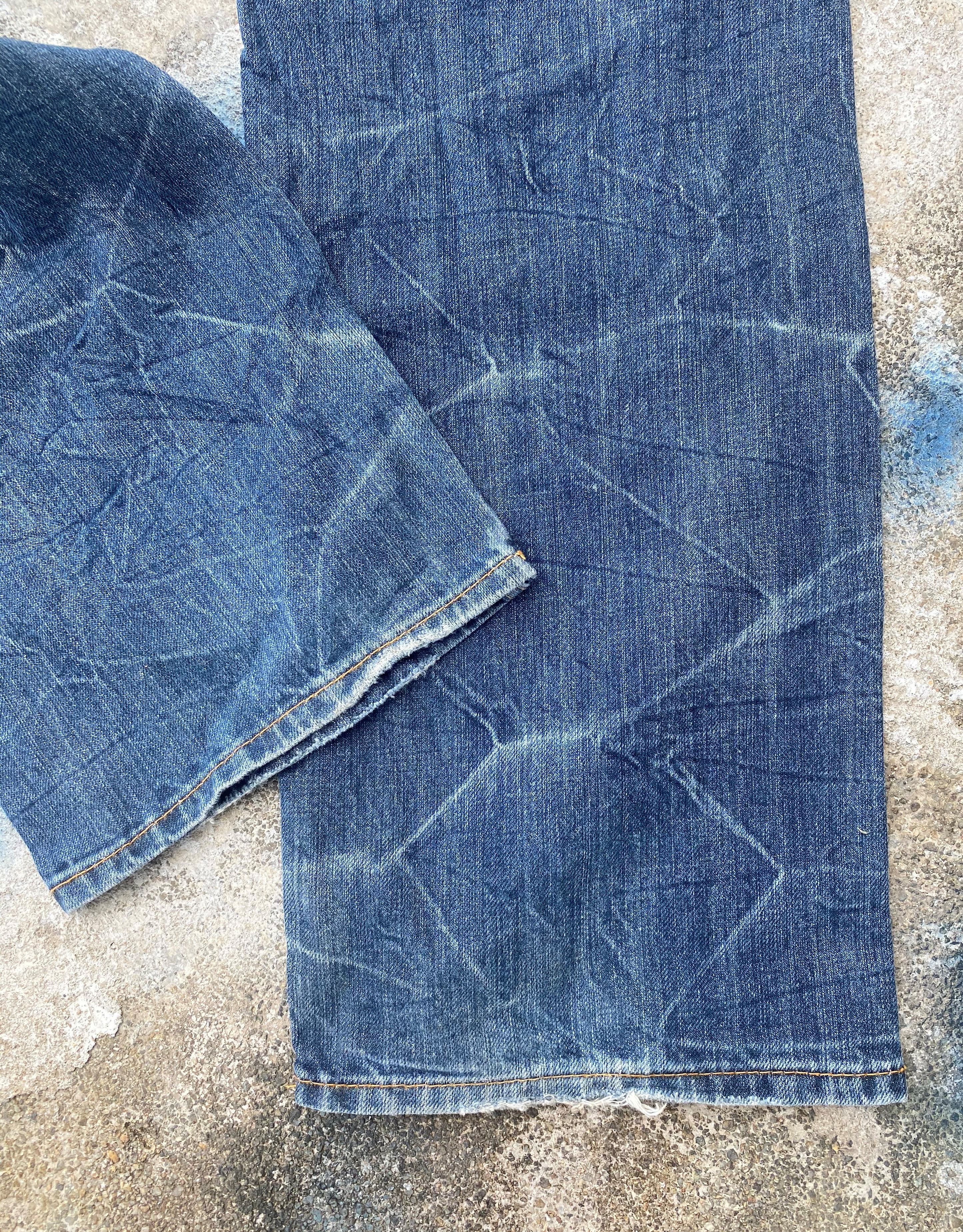 Japanese Brand RARE🔥Skull Pants Light Wash Whiskers Distressed Denim Size US 29 - 11 Thumbnail