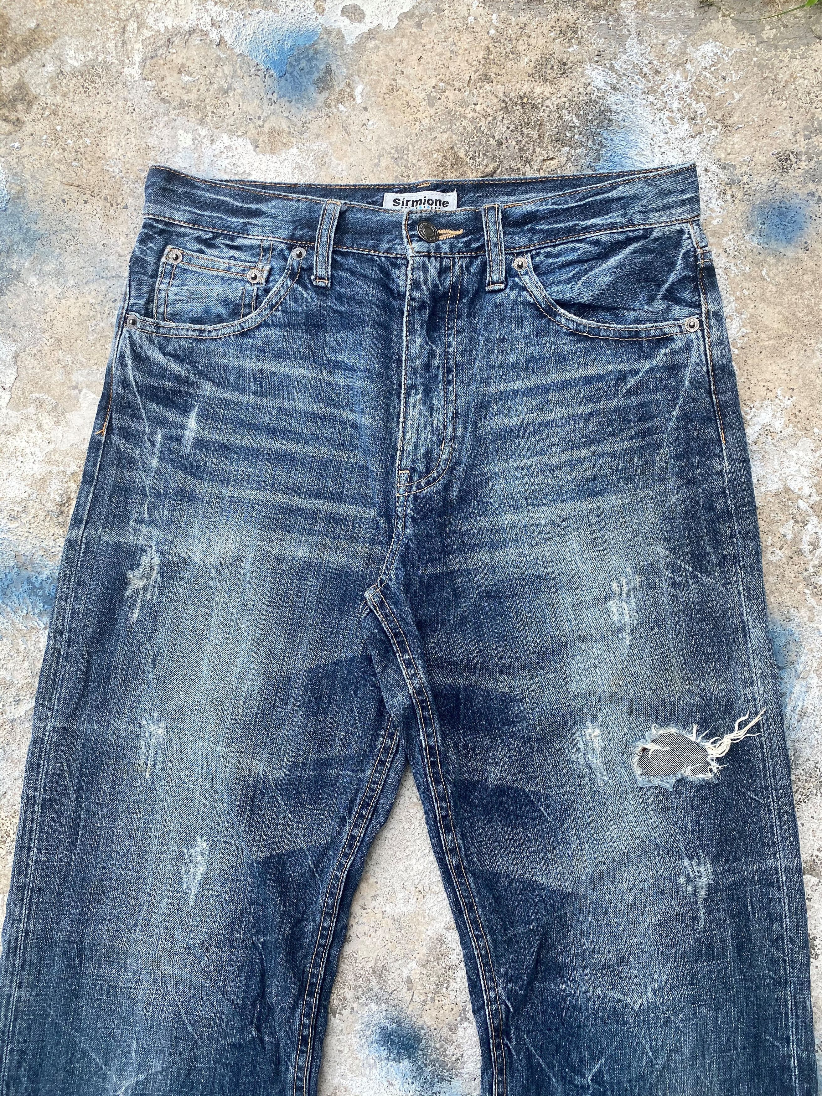Japanese Brand RARE🔥Skull Pants Light Wash Whiskers Distressed Denim Size US 29 - 4 Thumbnail